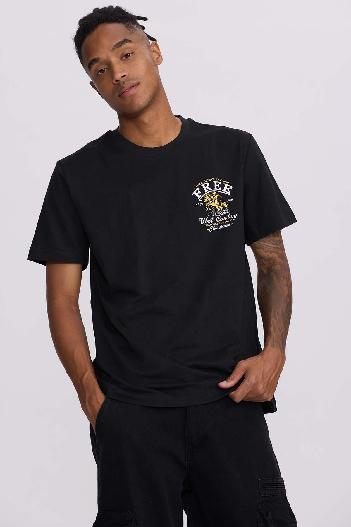 Polera Hombre Doble Print Negro-1