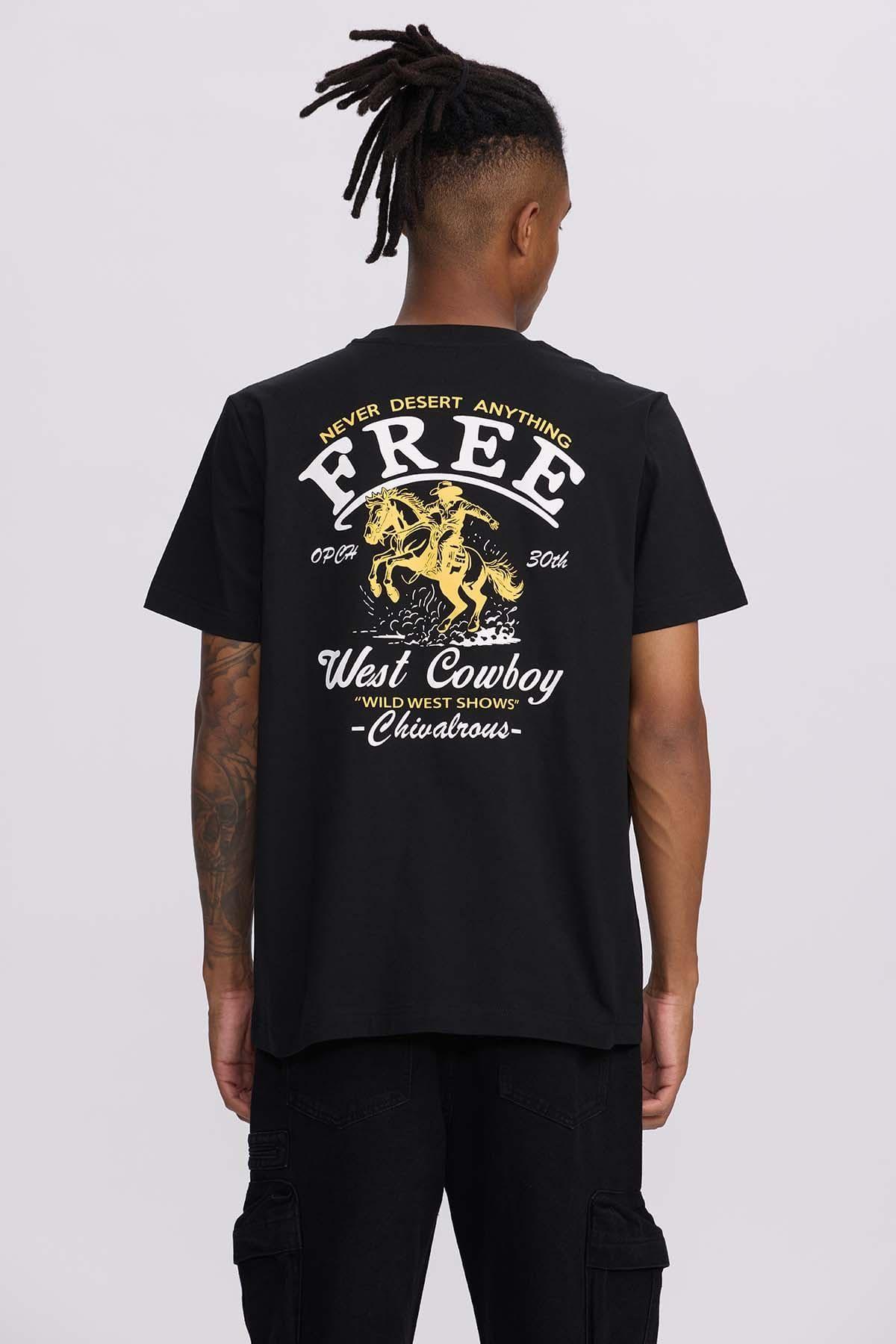 Polera Hombre Doble Print Negro-2