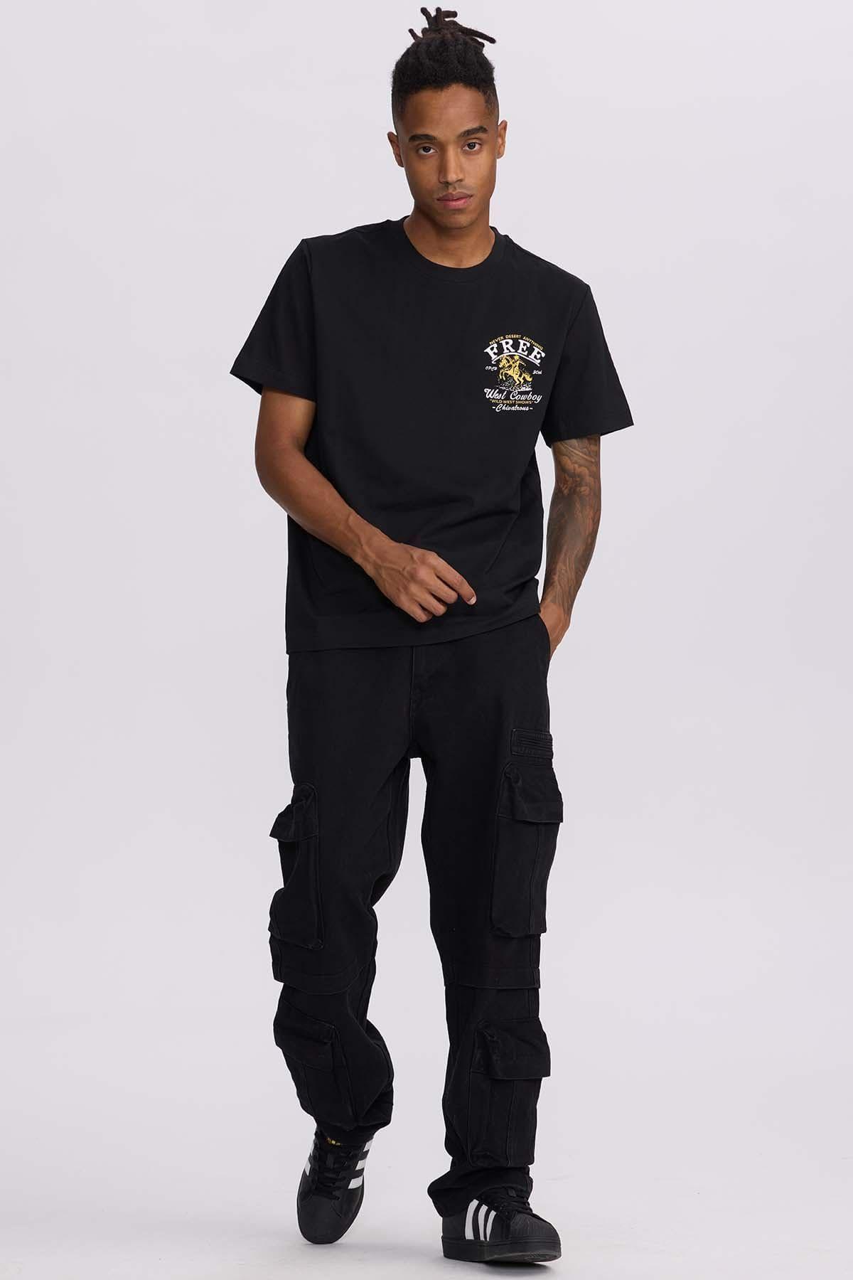 Polera Hombre Doble Print Negro-3