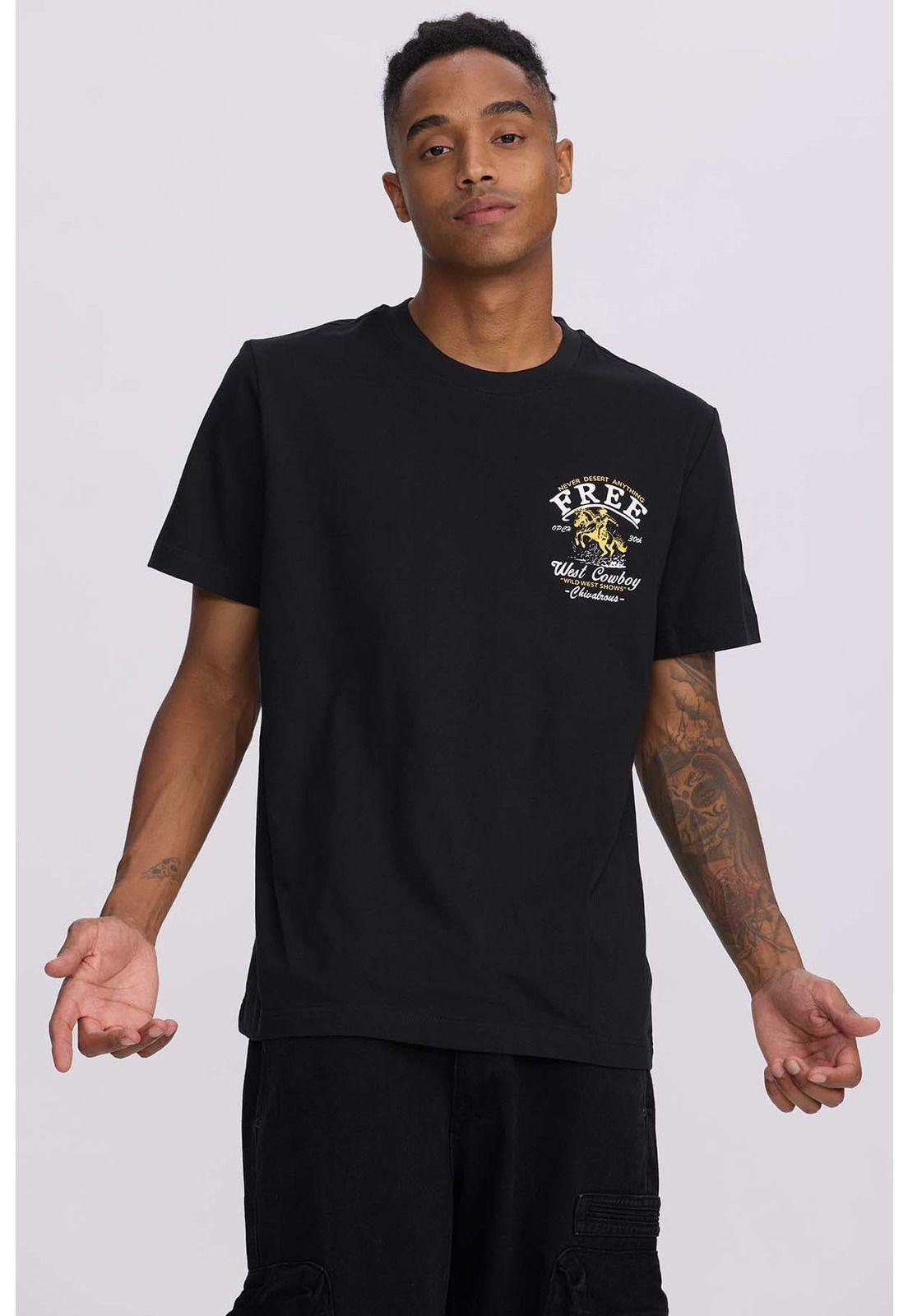 Polera Hombre Doble Print Negro - ll-0