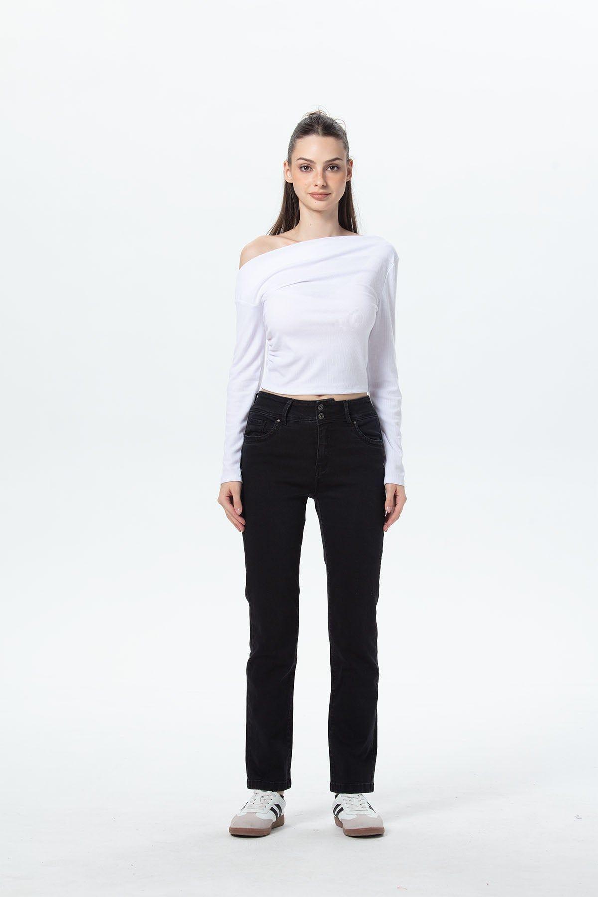 Jeans Mujer Flo Calce Recto Negro-3