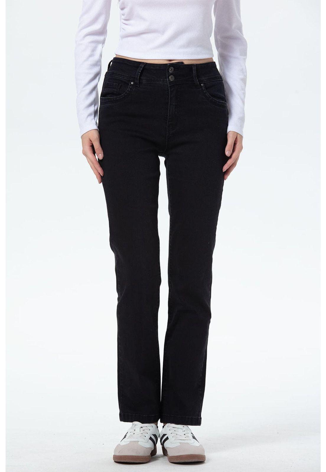 Jeans Mujer Flo Calce Recto Negro-0