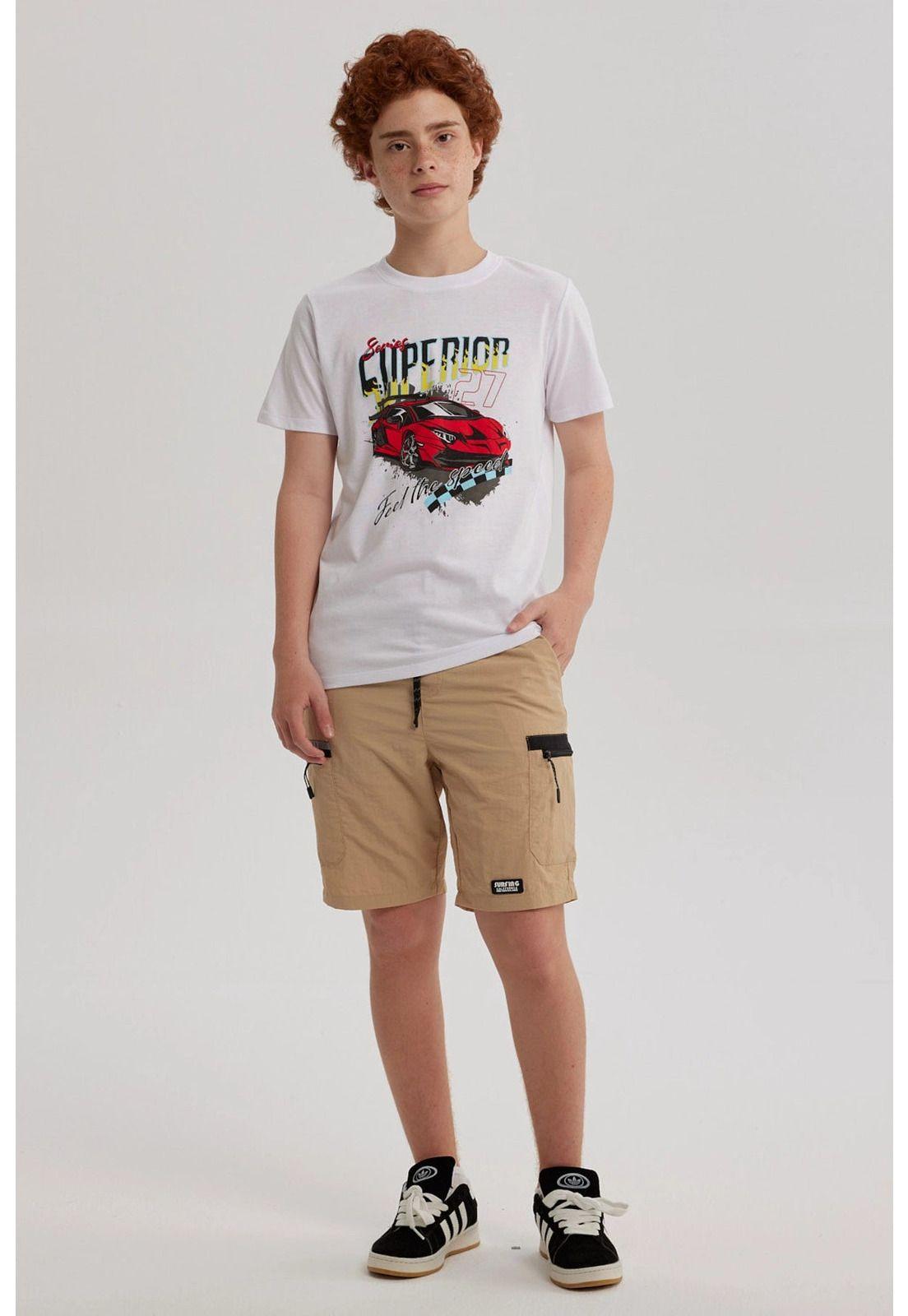 Polera Niño Básica Estampada Blanco - V-3