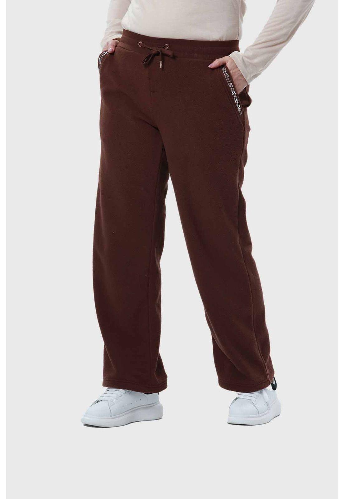 Pantalón Buzo Mujer Calce Recto Café-1