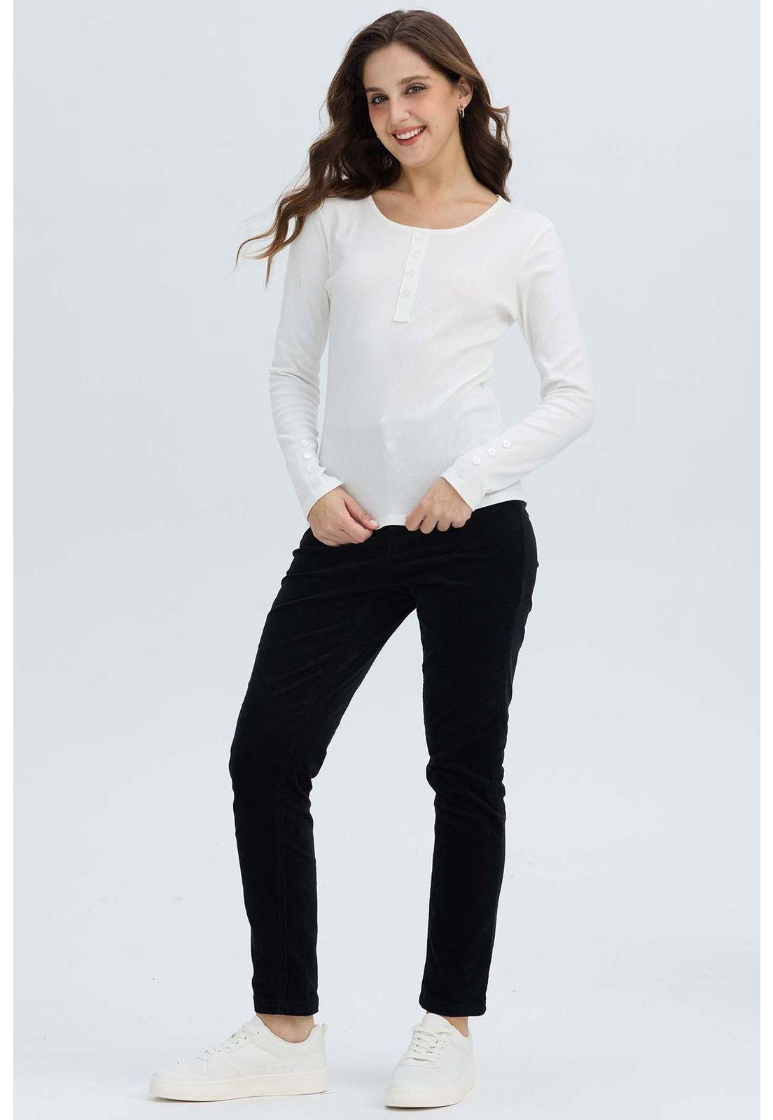 Polera Mujer Botón Rib Lisa Crudo-3