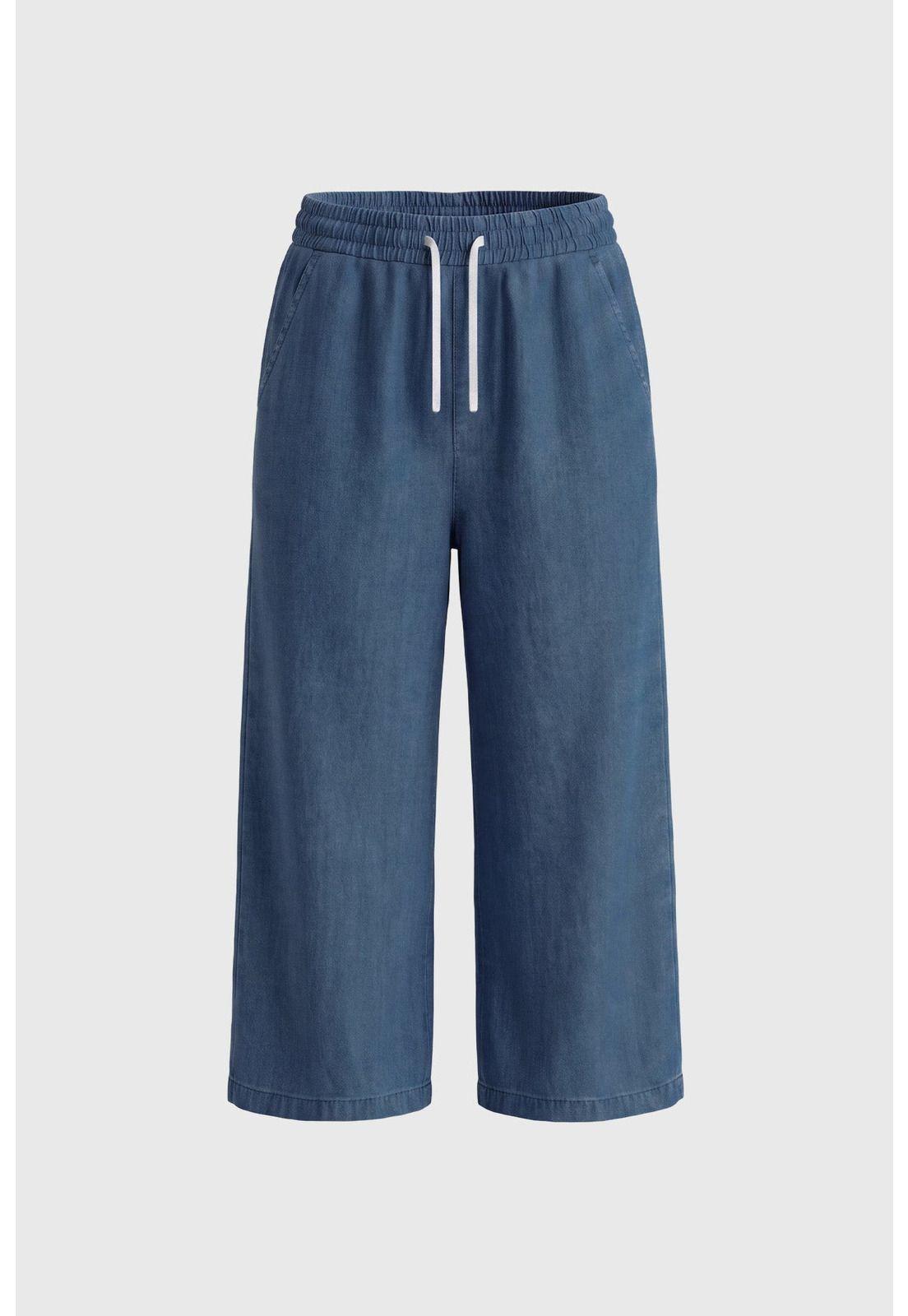 Jeans Wide Leg Niña Azul Oscuro-0