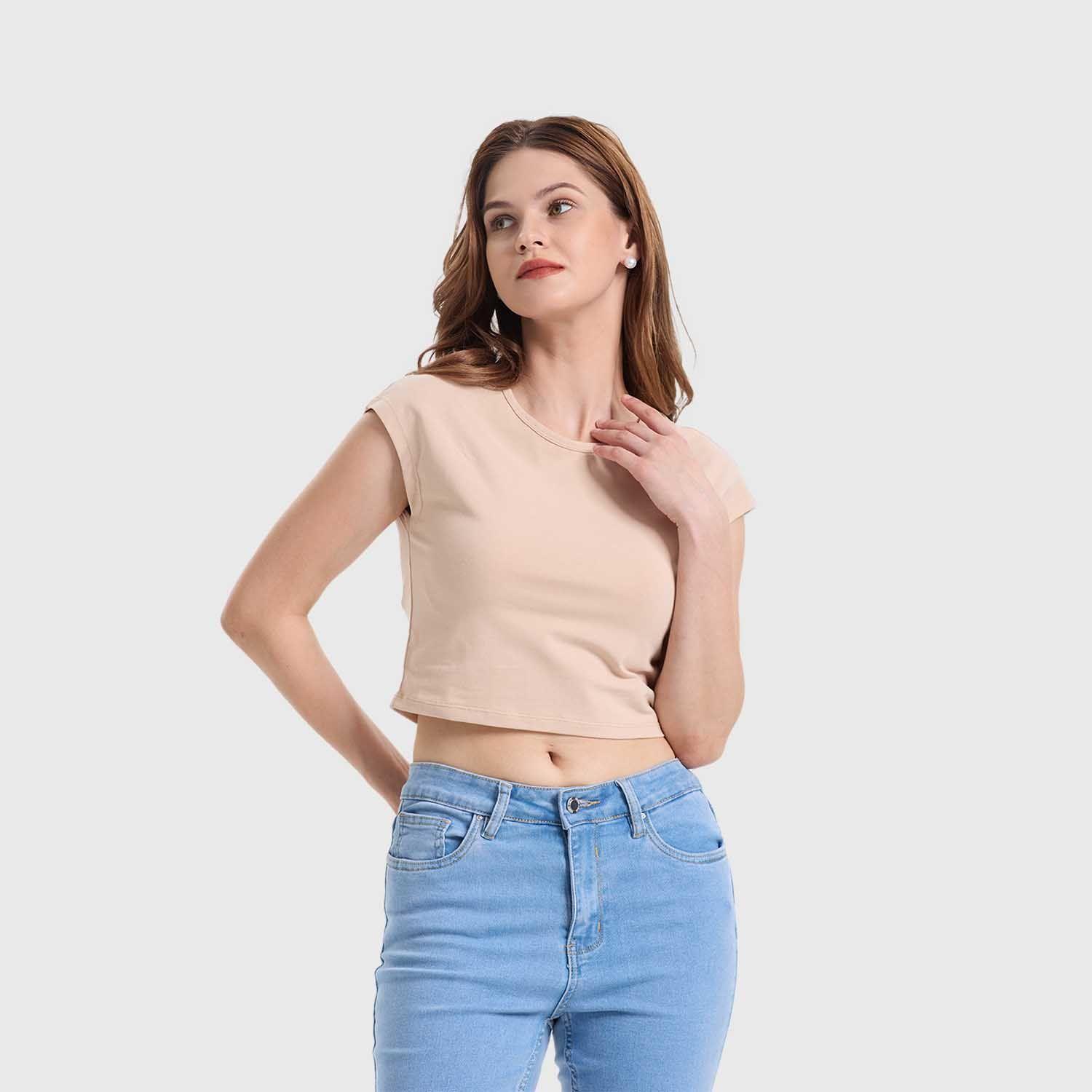Polera Mujer Crop Beige Claro Fashion's Park-1