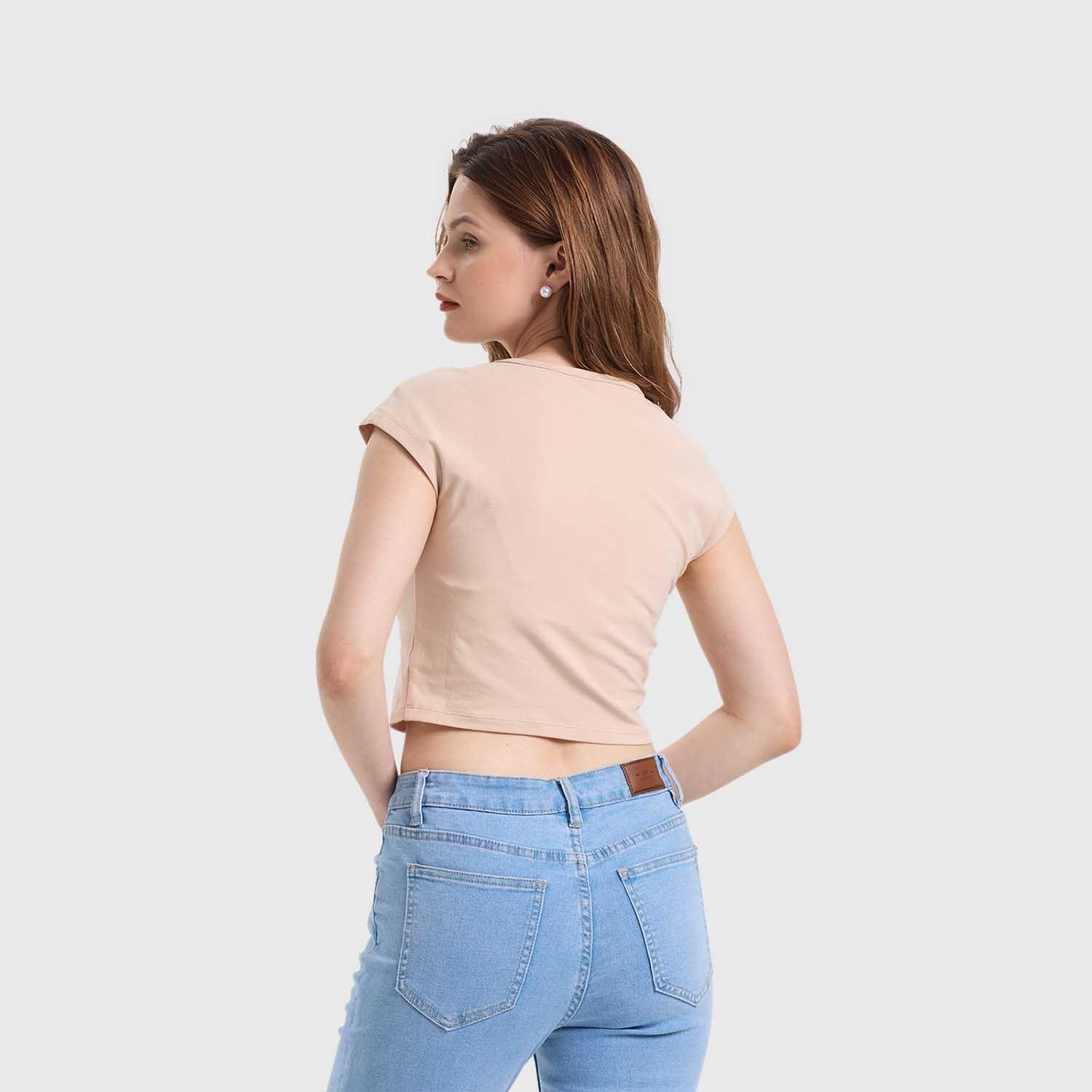 Polera Mujer Crop Beige Claro Fashion's Park-2