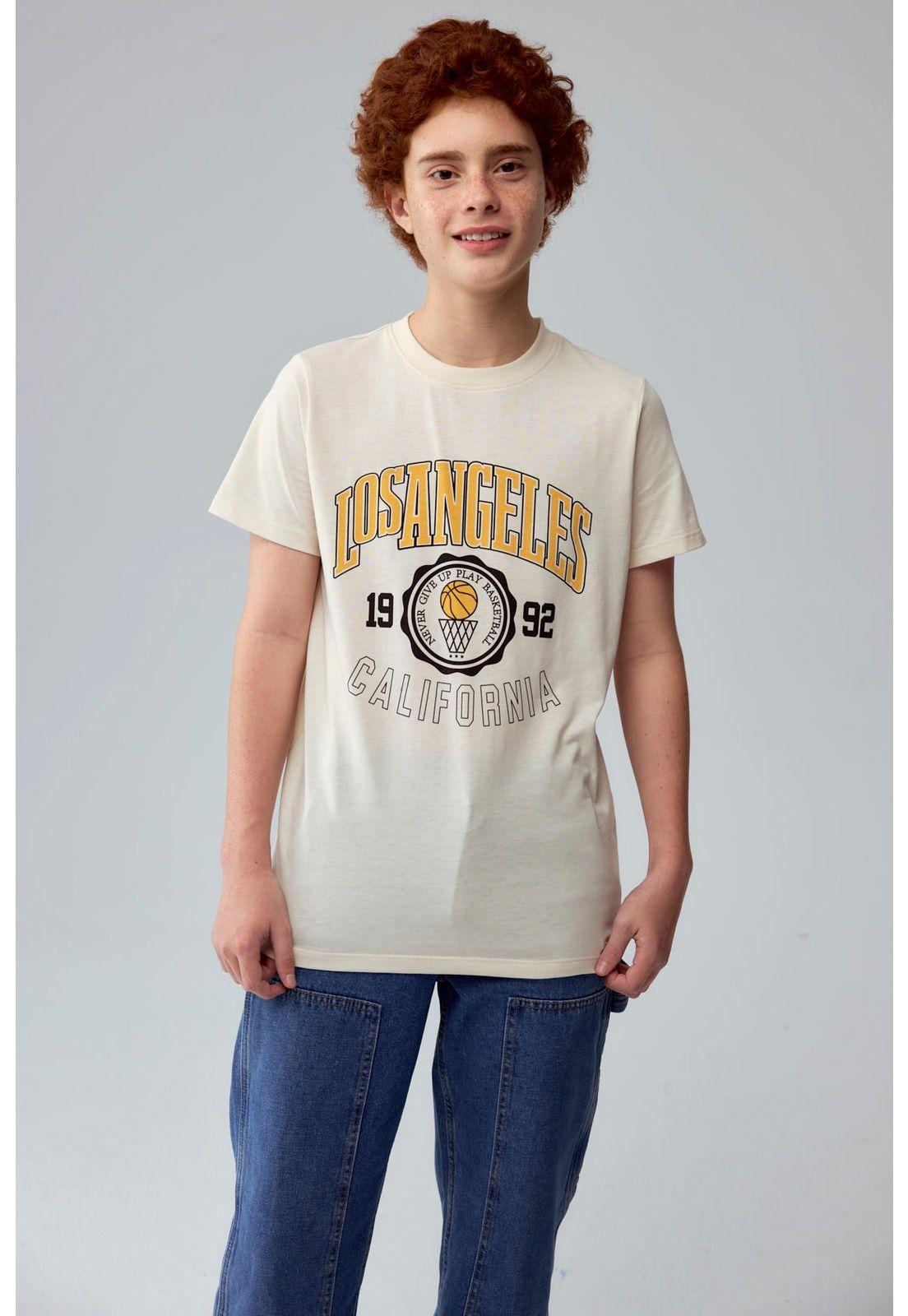 Polera Niño Básica Estampada Crudo - ll-0