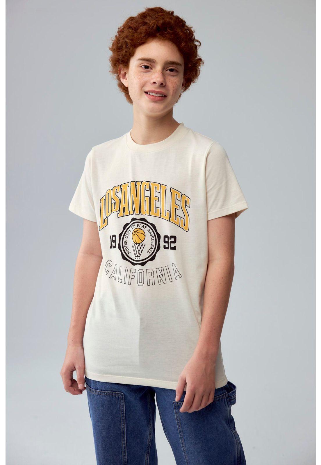 Polera Niño Básica Estampada Crudo - ll-1