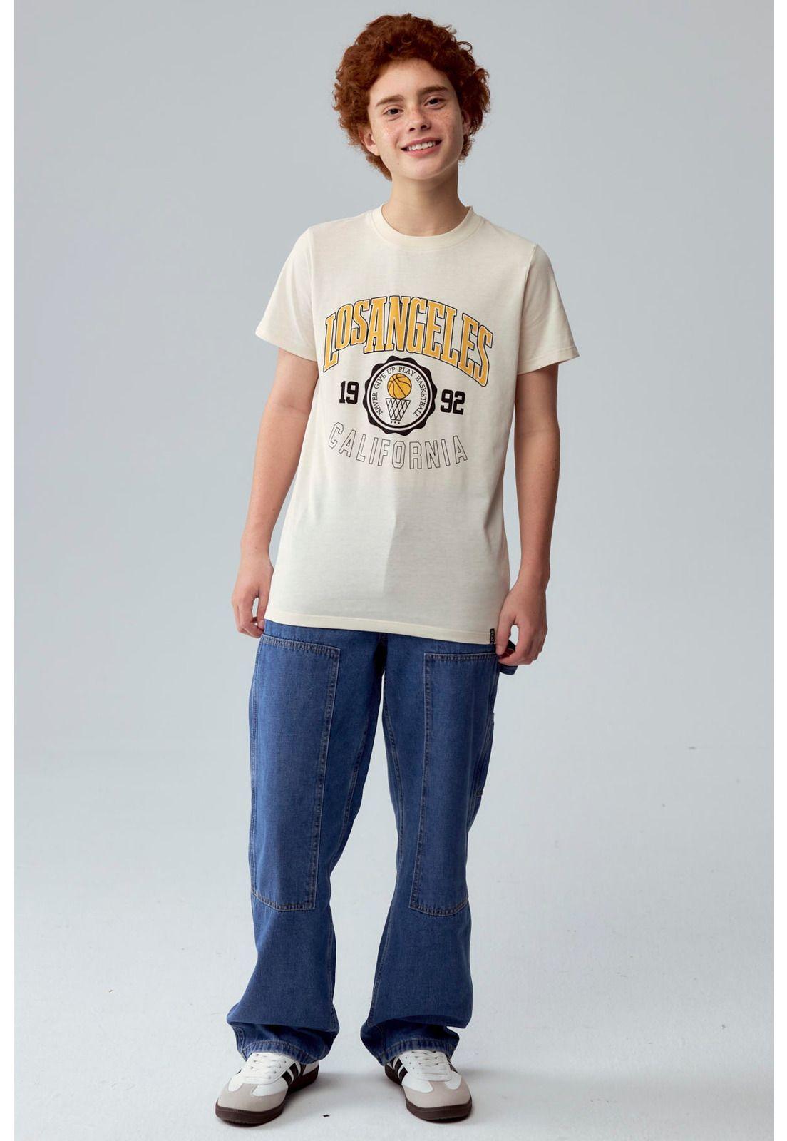 Polera Niño Básica Estampada Crudo - ll-3