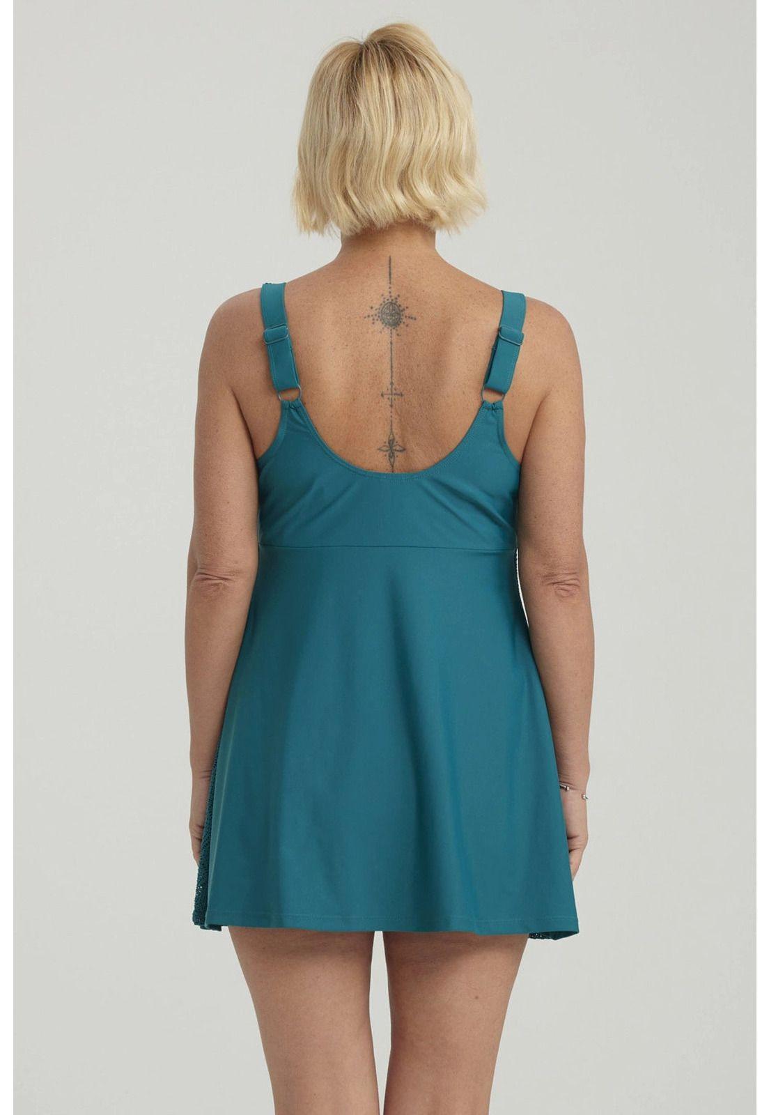 Traje De Baño Mujer Peto Vestido Rapport Petróleo-2