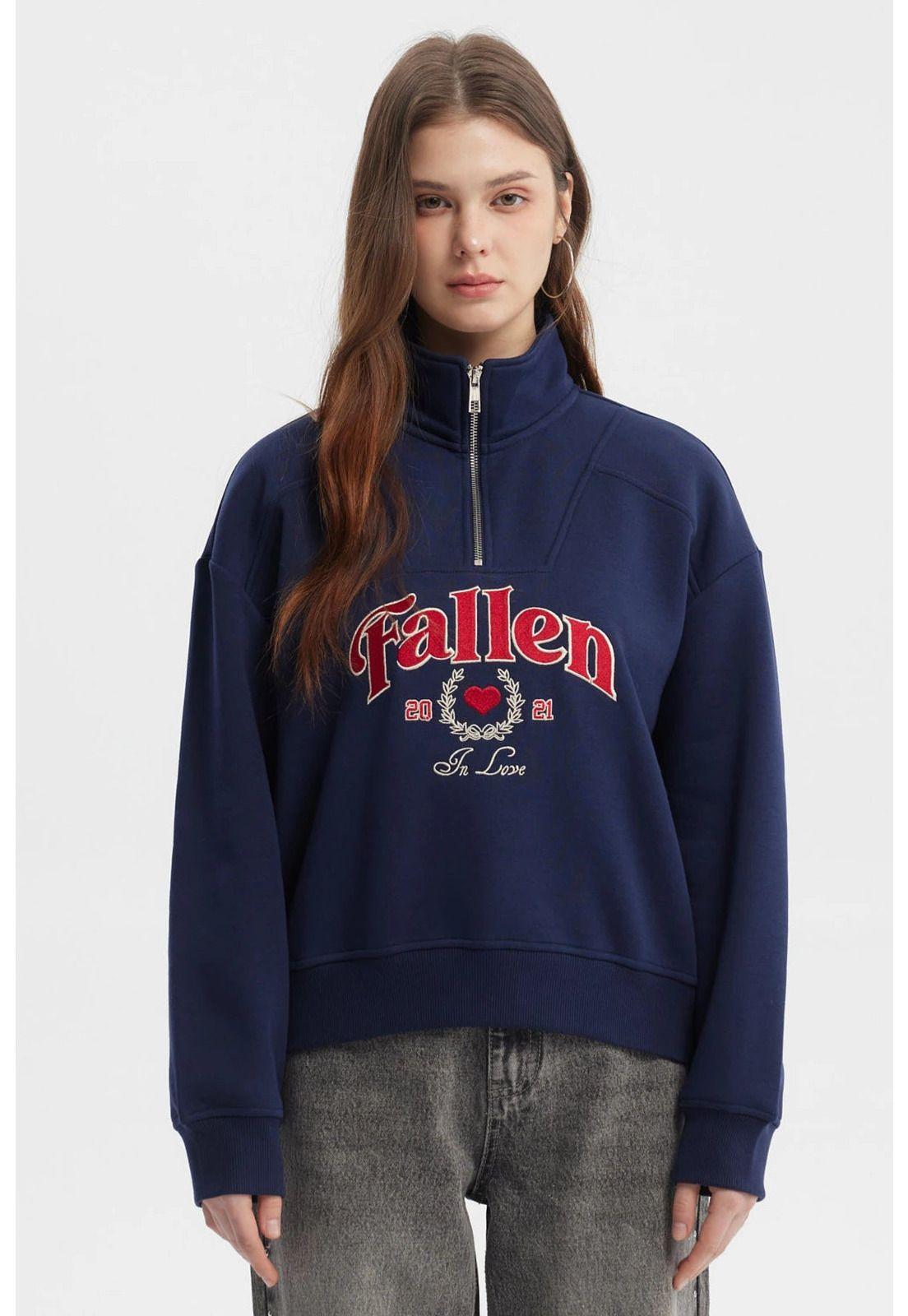 Polerón Mujer Medio Zipper Azul-0