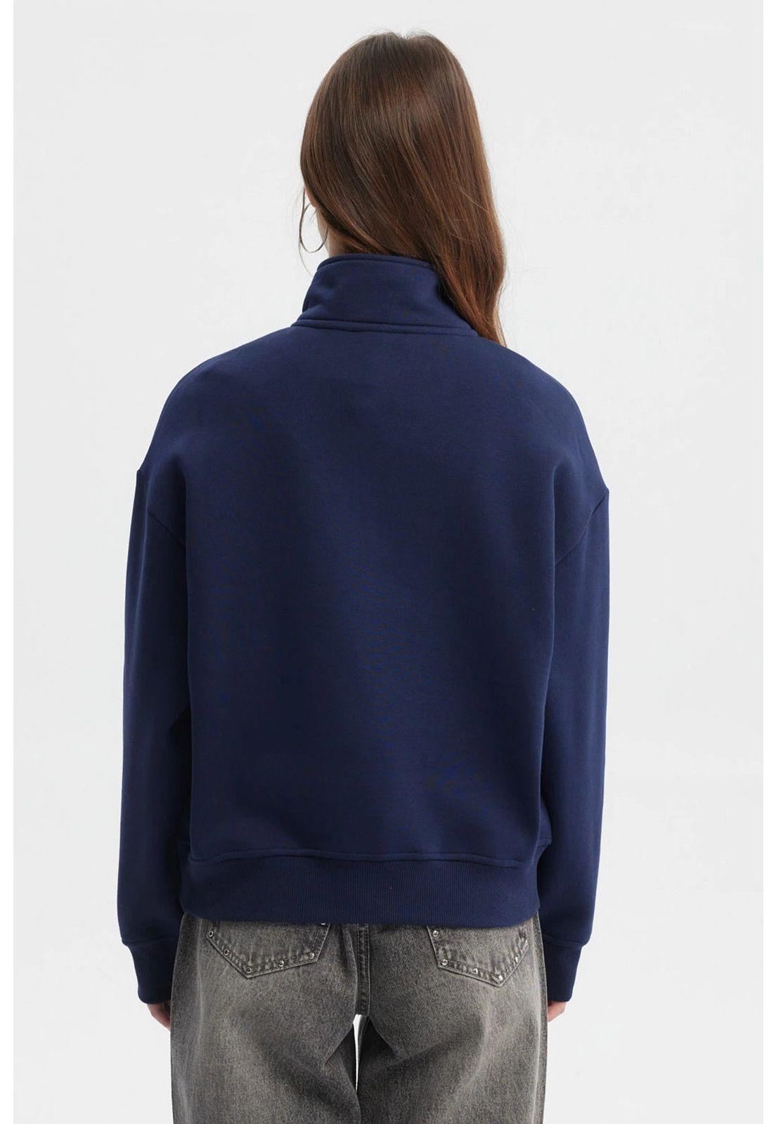 Polerón Mujer Medio Zipper Azul-2