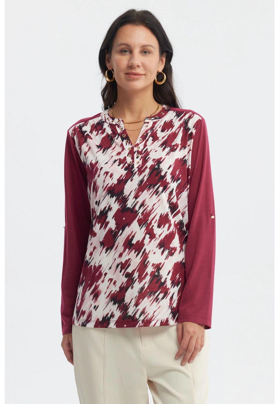 Polera Mujer Cuello Abotonado Rojo - ll-0