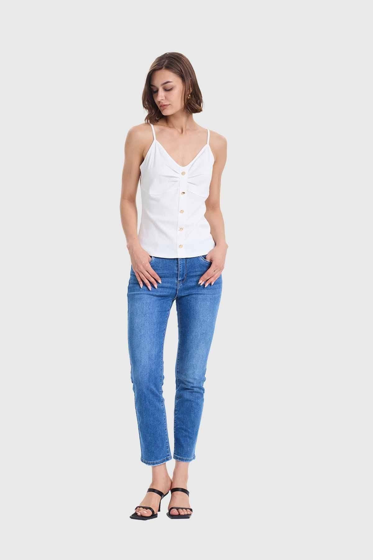 Polera Mujer Pábilo Rib Botones Crudo-3
