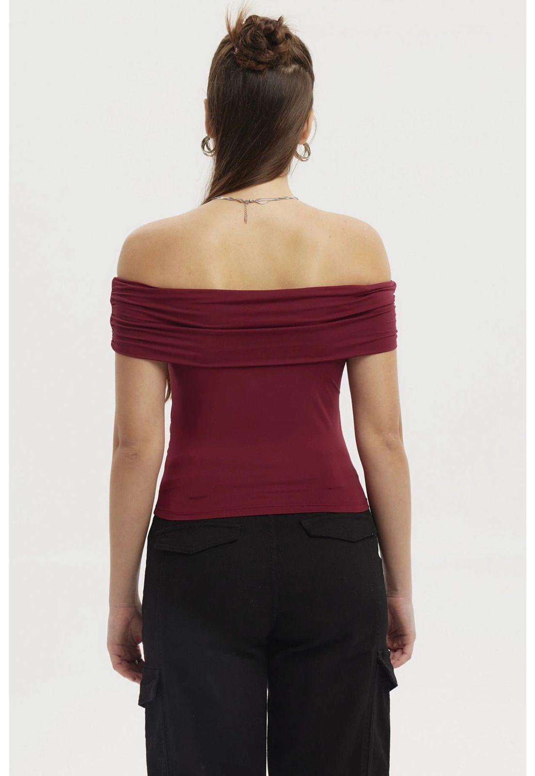 Polera Mujer Bardot Basta Redondeada Rojo-2