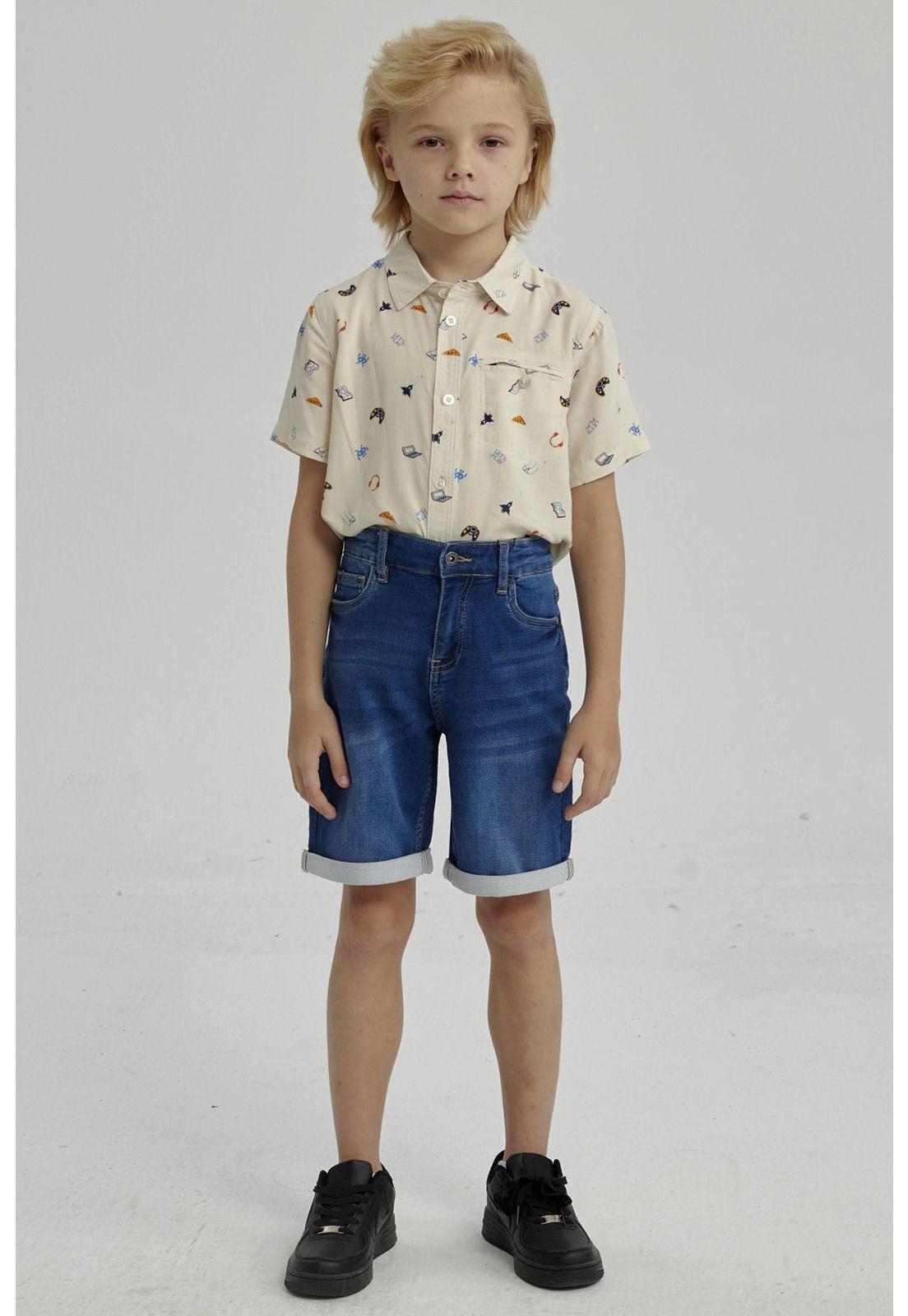 Bermuda Niño Básico Denim Azul-1