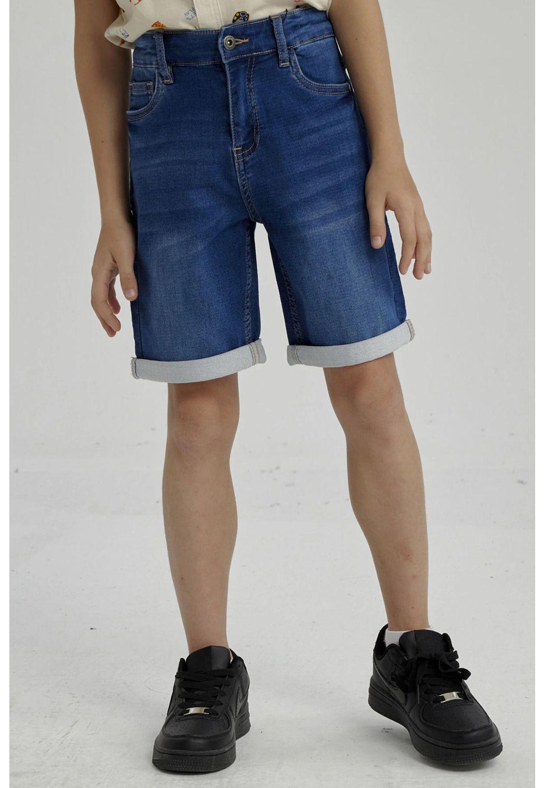 Bermuda Niño Básico Denim Azul-4