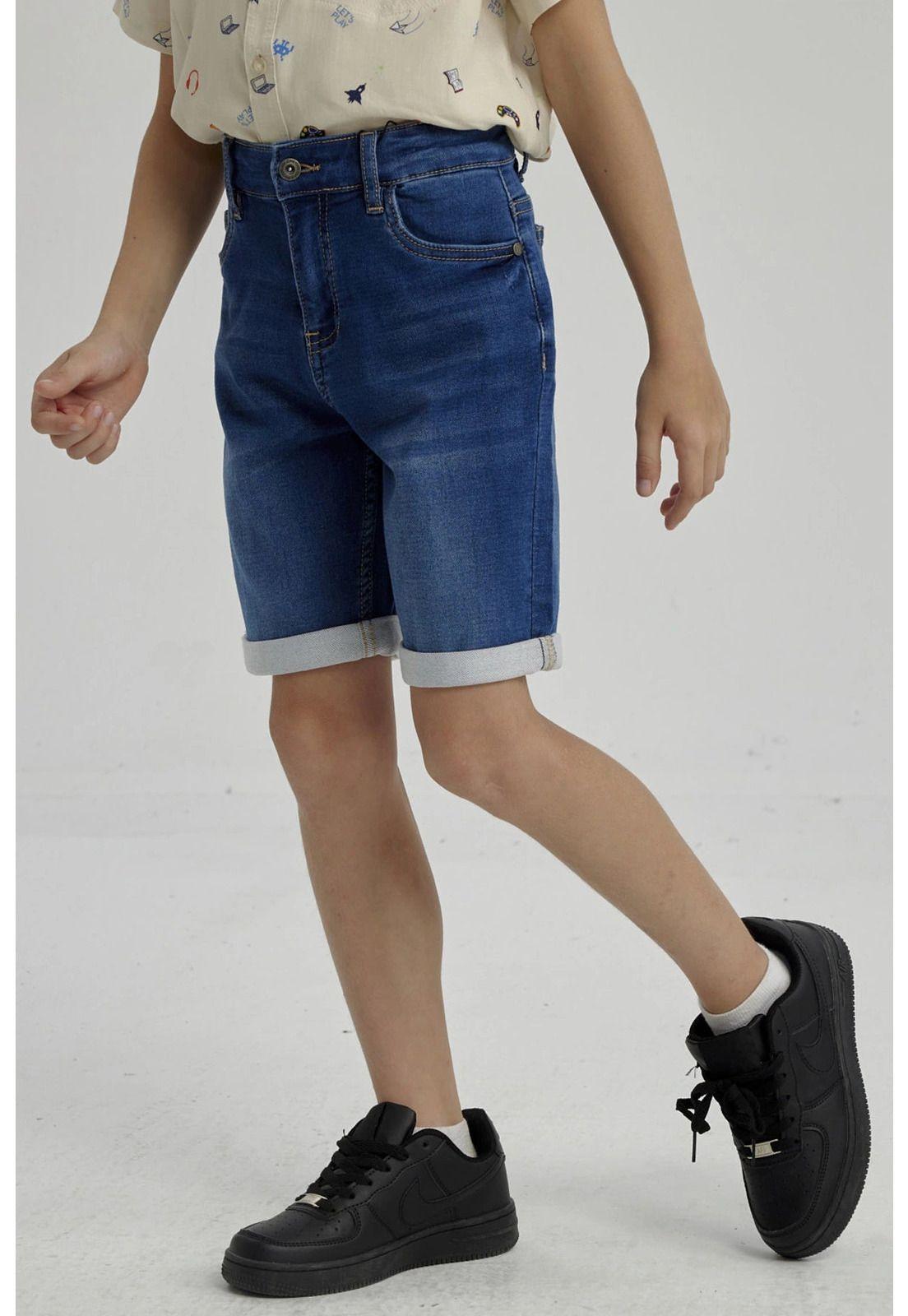 Bermuda Niño Básico Denim Azul-5