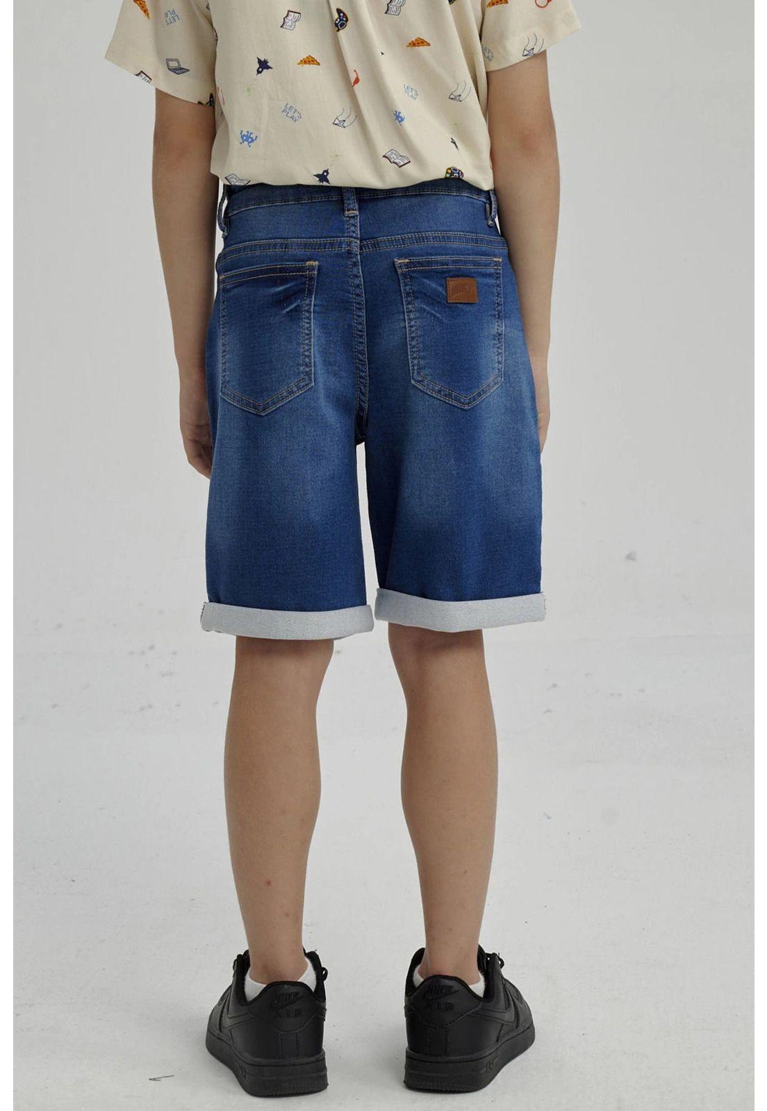 Bermuda Niño Básico Denim Azul-6