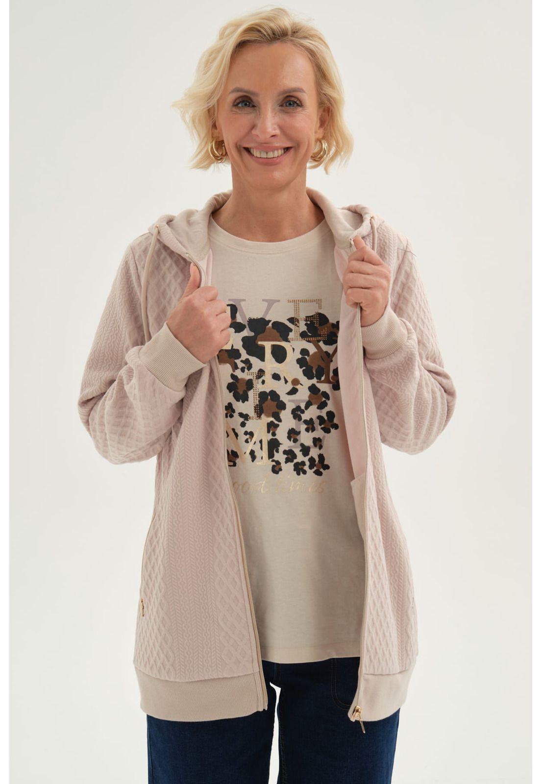 Polerón Mujer Con Cierre Beige - ll-0