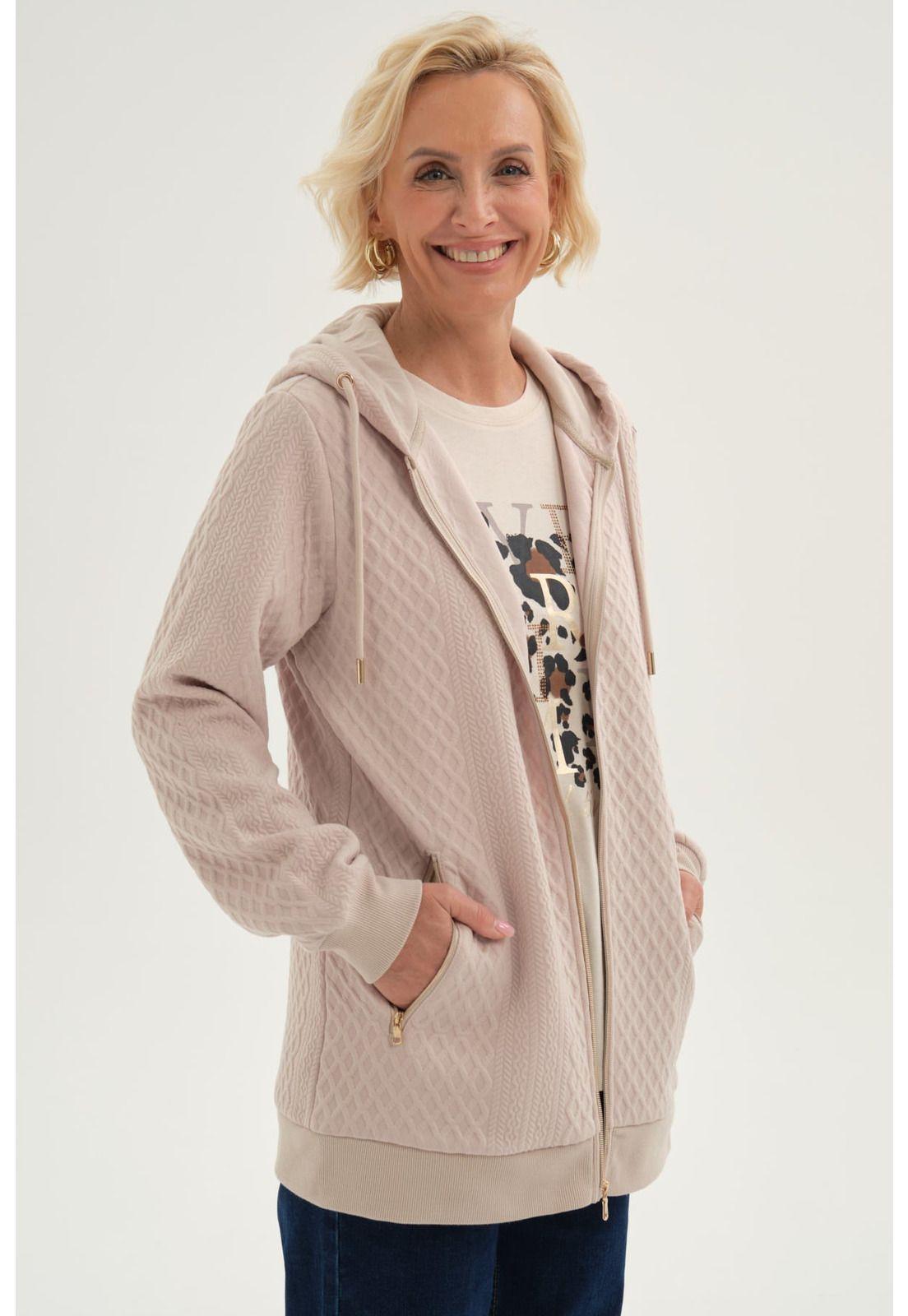 Polerón Mujer Con Cierre Beige - ll-1