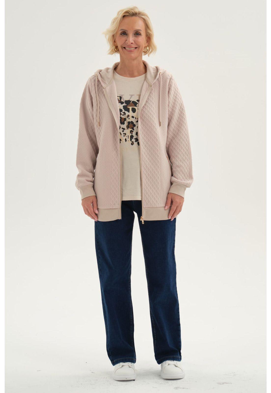 Polerón Mujer Con Cierre Beige - ll-3