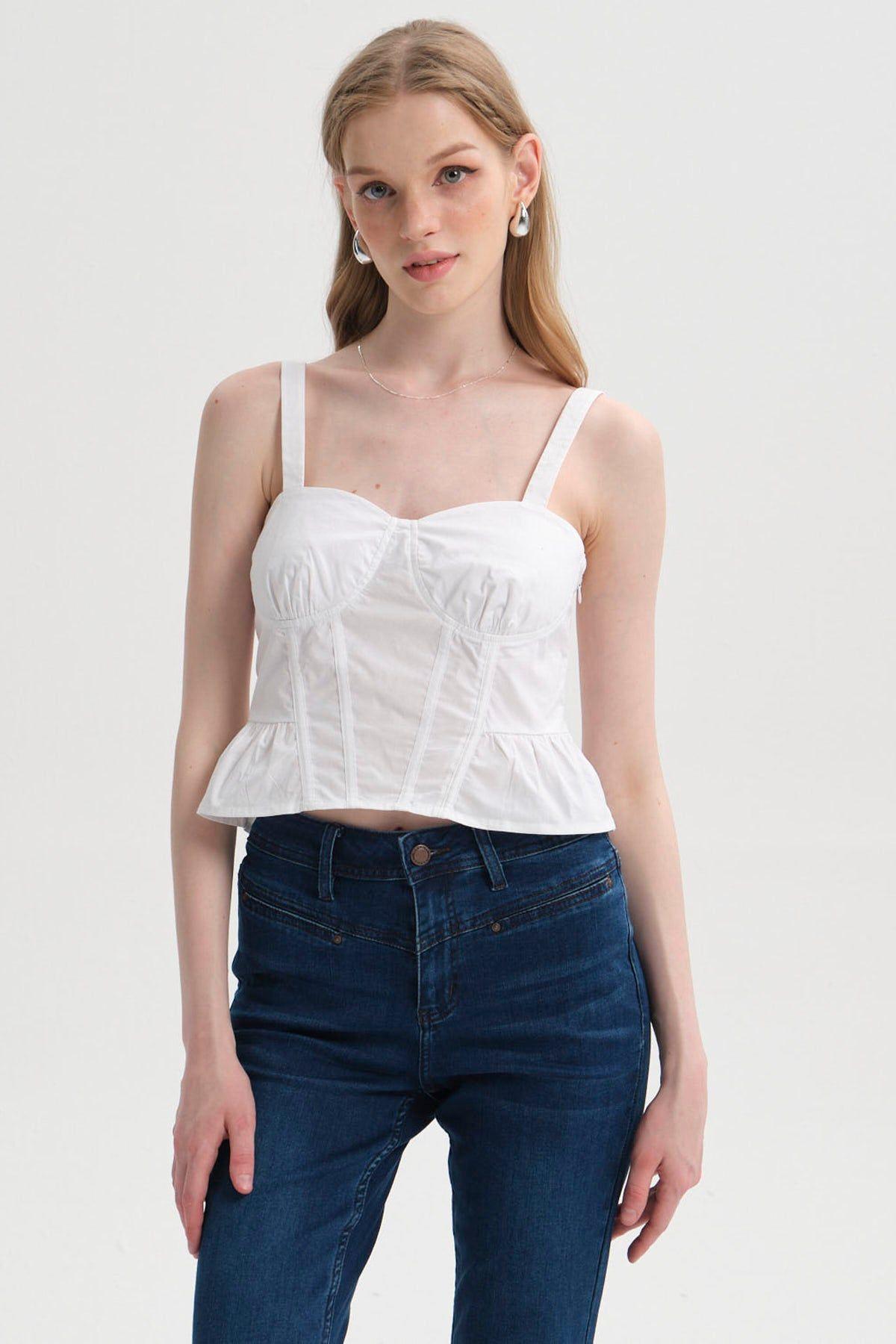 Blusa Mujer Corset Blanco-0