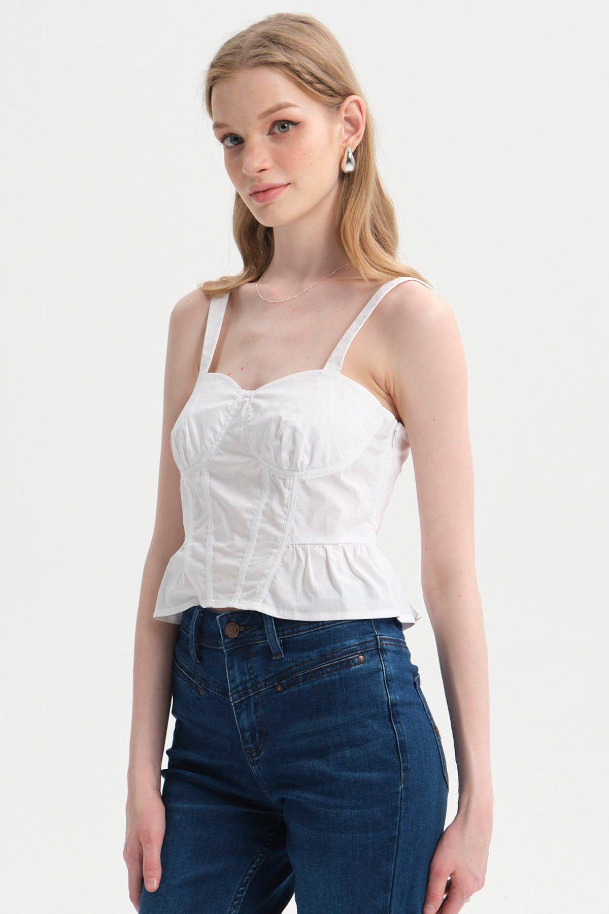 Blusa Mujer Corset Blanco-1