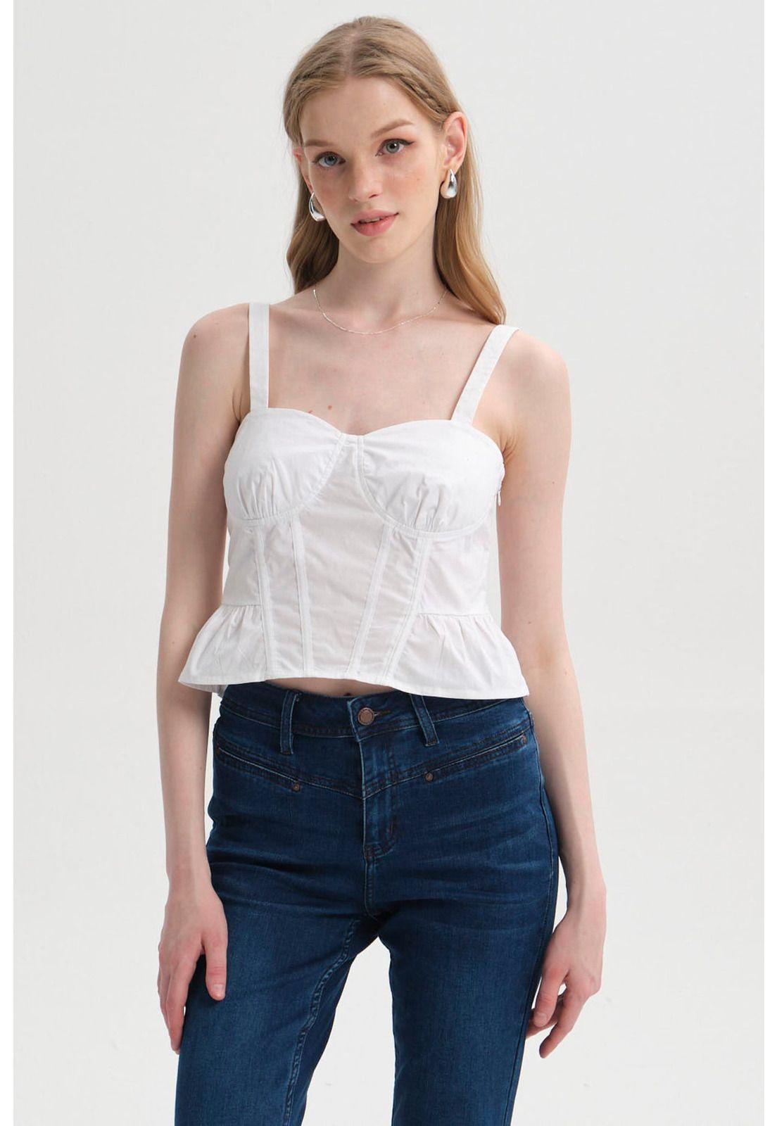 Blusa Mujer Corset Blanco-1