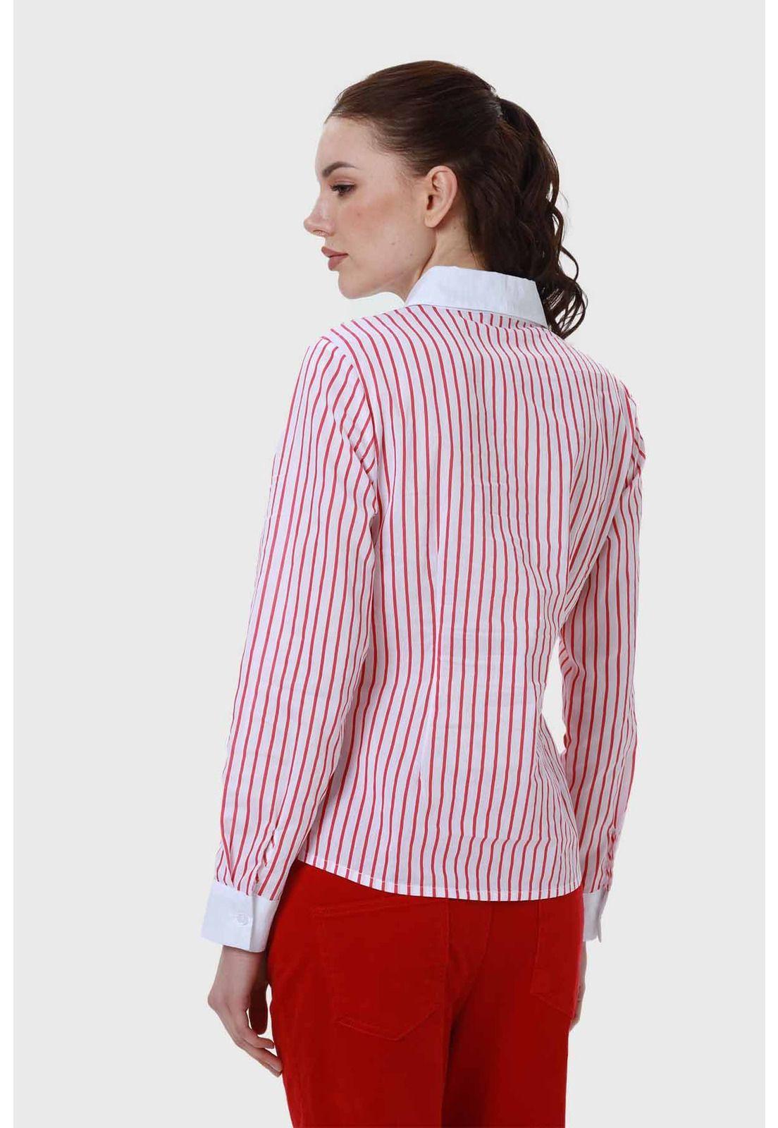 Blusa Mujer Abotonadas Con Rayas Rojo-2
