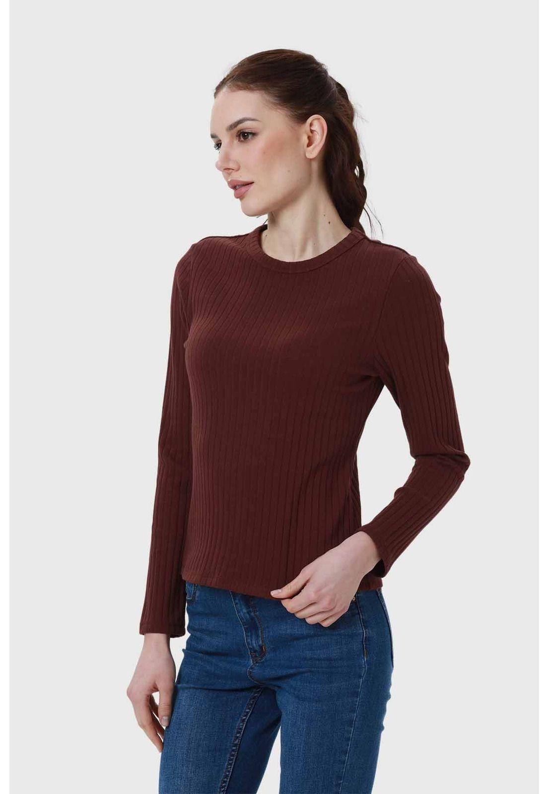 Polera Mujer Rib Café - ll-1