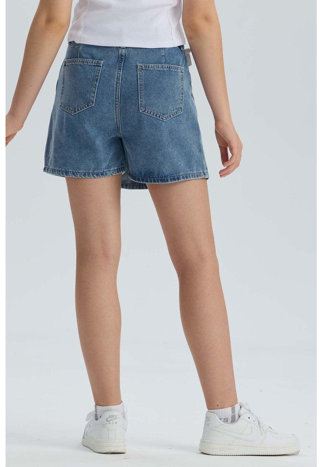 Falda Niña Con Aplicación En Pretina Azul-2