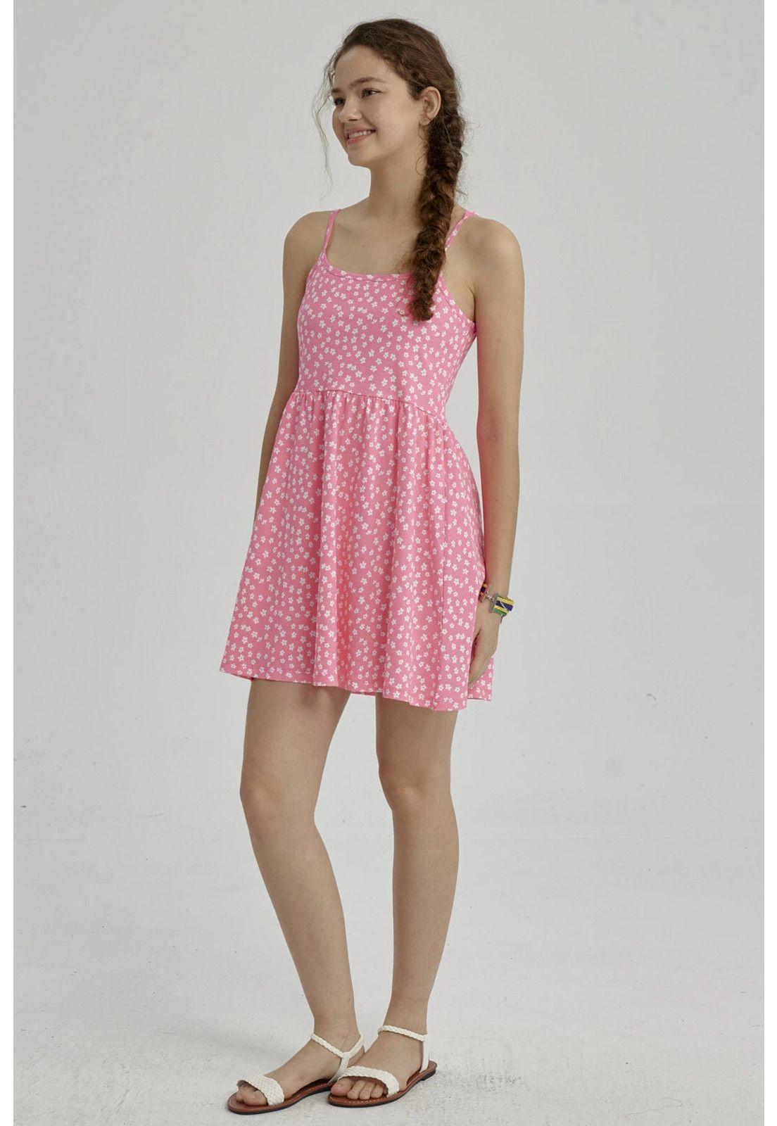 Vestido Niña Básico Teen Fucsia-0