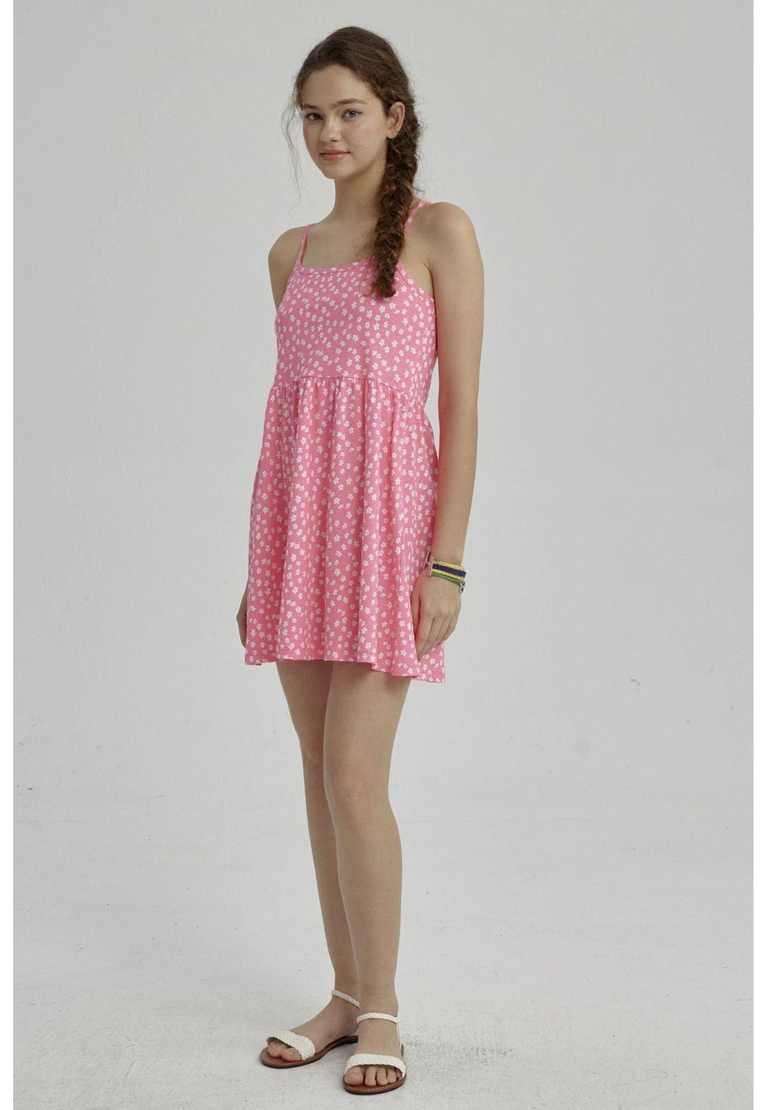 Vestido Niña Básico Teen Fucsia-3