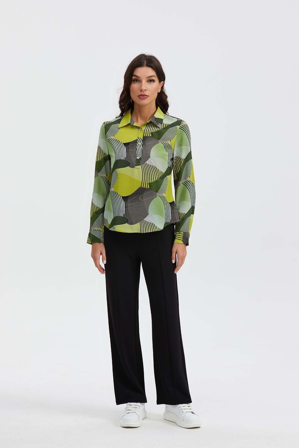 Blusa Mujer Patrones Geométricos Verde-2