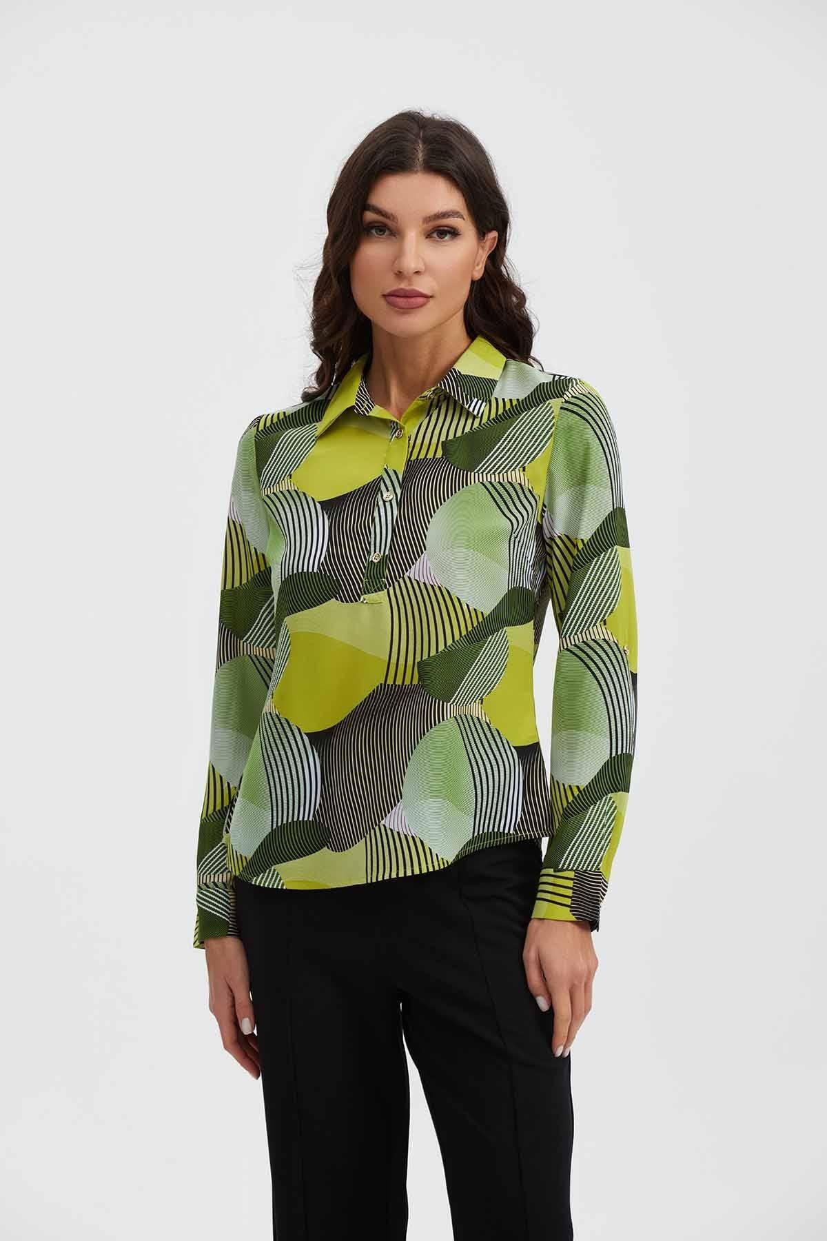 Blusa Mujer Patrones Geométricos Verde-3