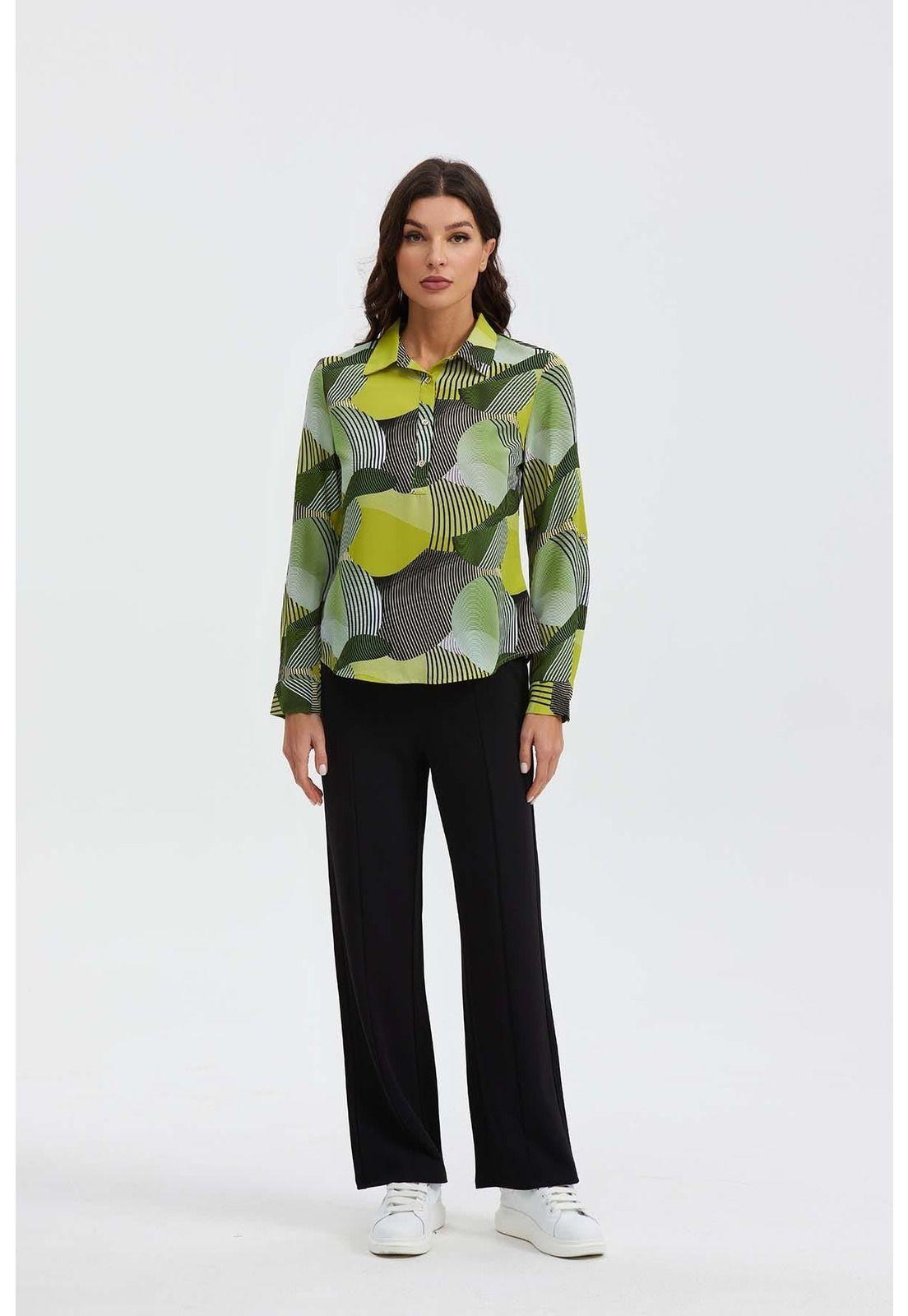 Blusa Mujer Patrones Geométricos Verde-3