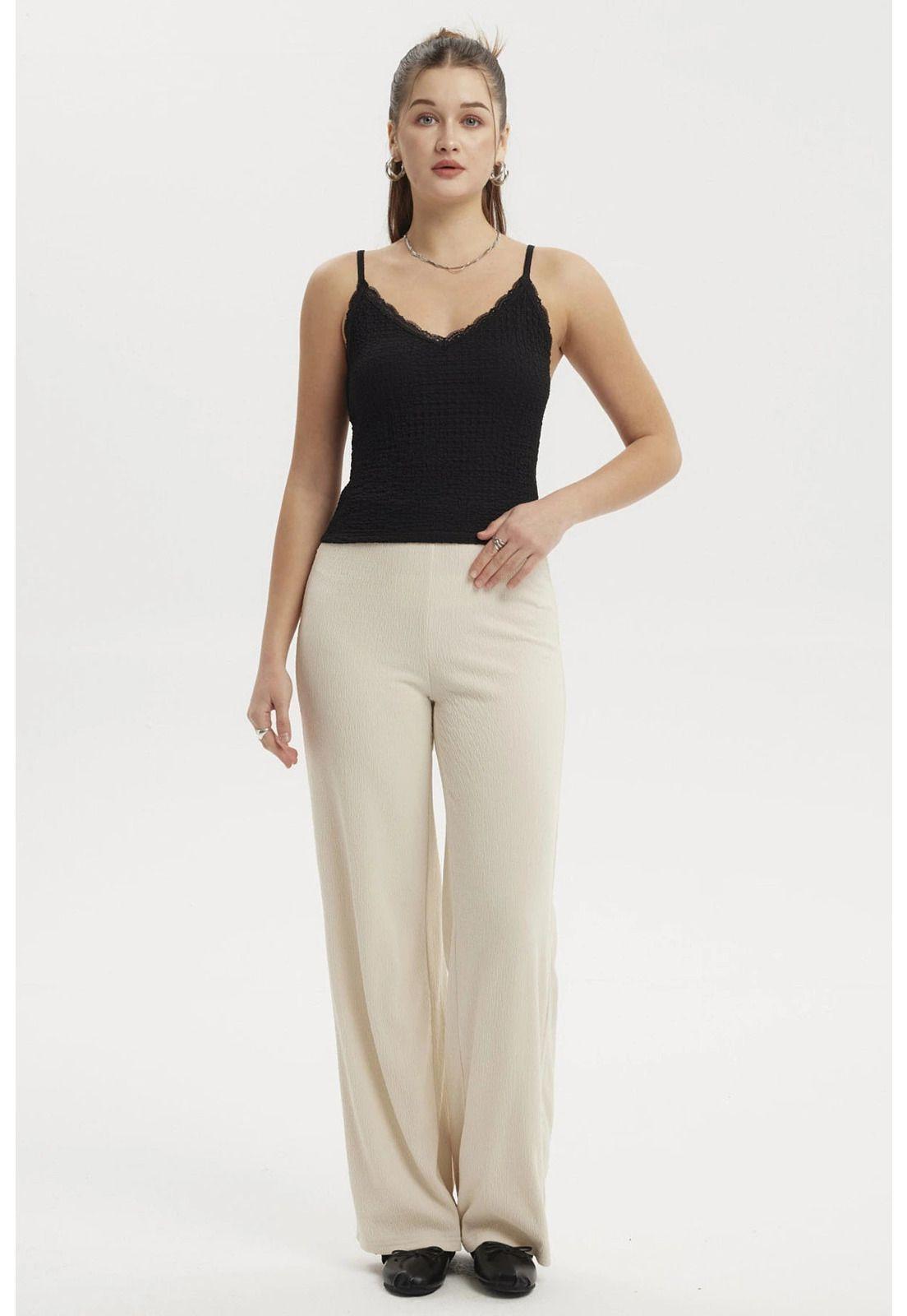 Peto Mujer Texturizado Encaje En Escote Negro-3