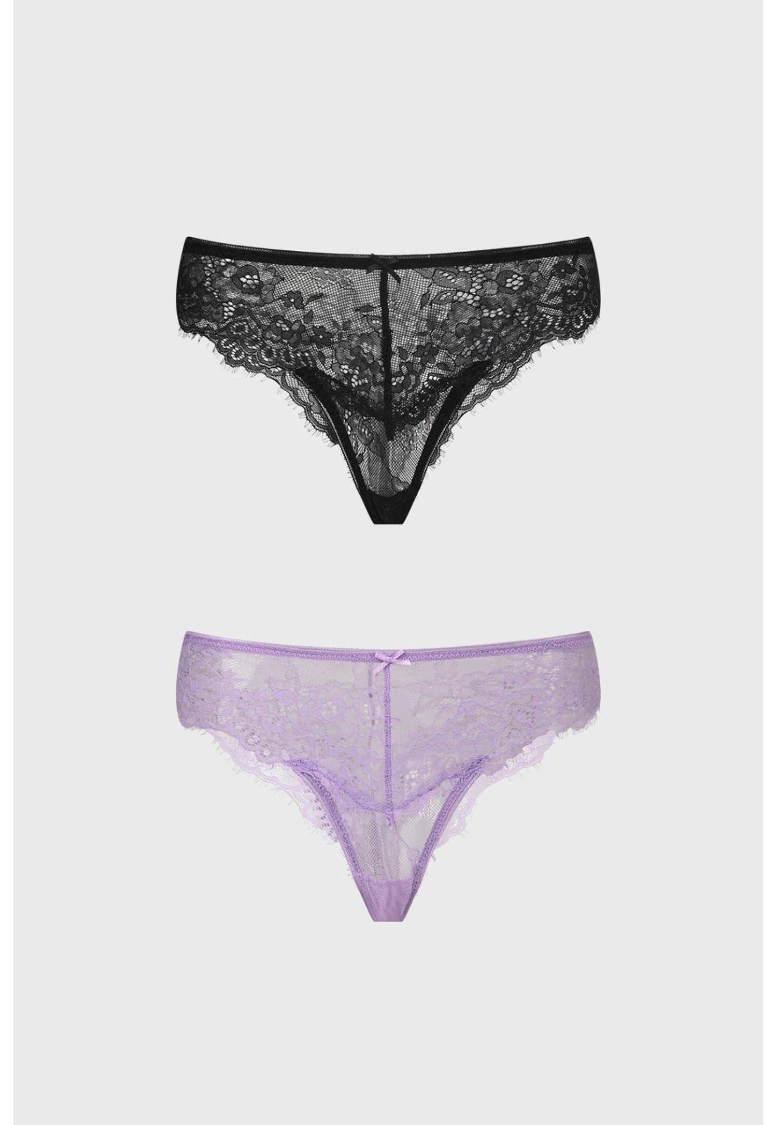 Calzón Mujer Bipack Bikini Encaje Lila - ll-0