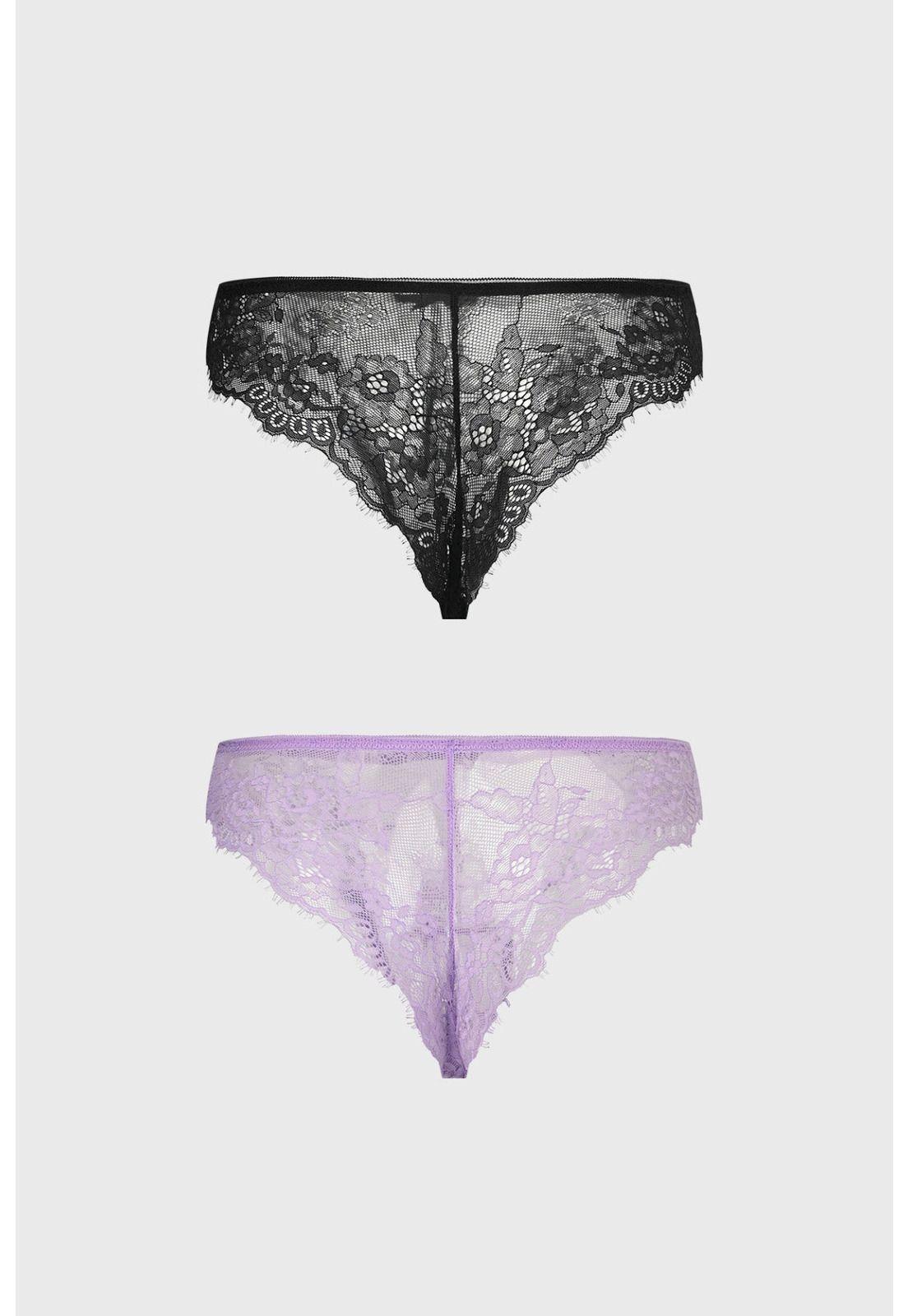 Calzón Mujer Bipack Bikini Encaje Lila - ll-1