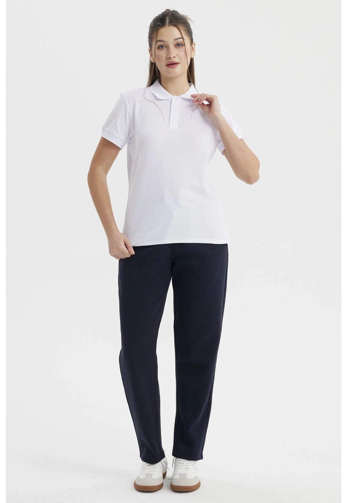 Pantalón Buzo Mujer Calce Recto Slim Azul Marino-3