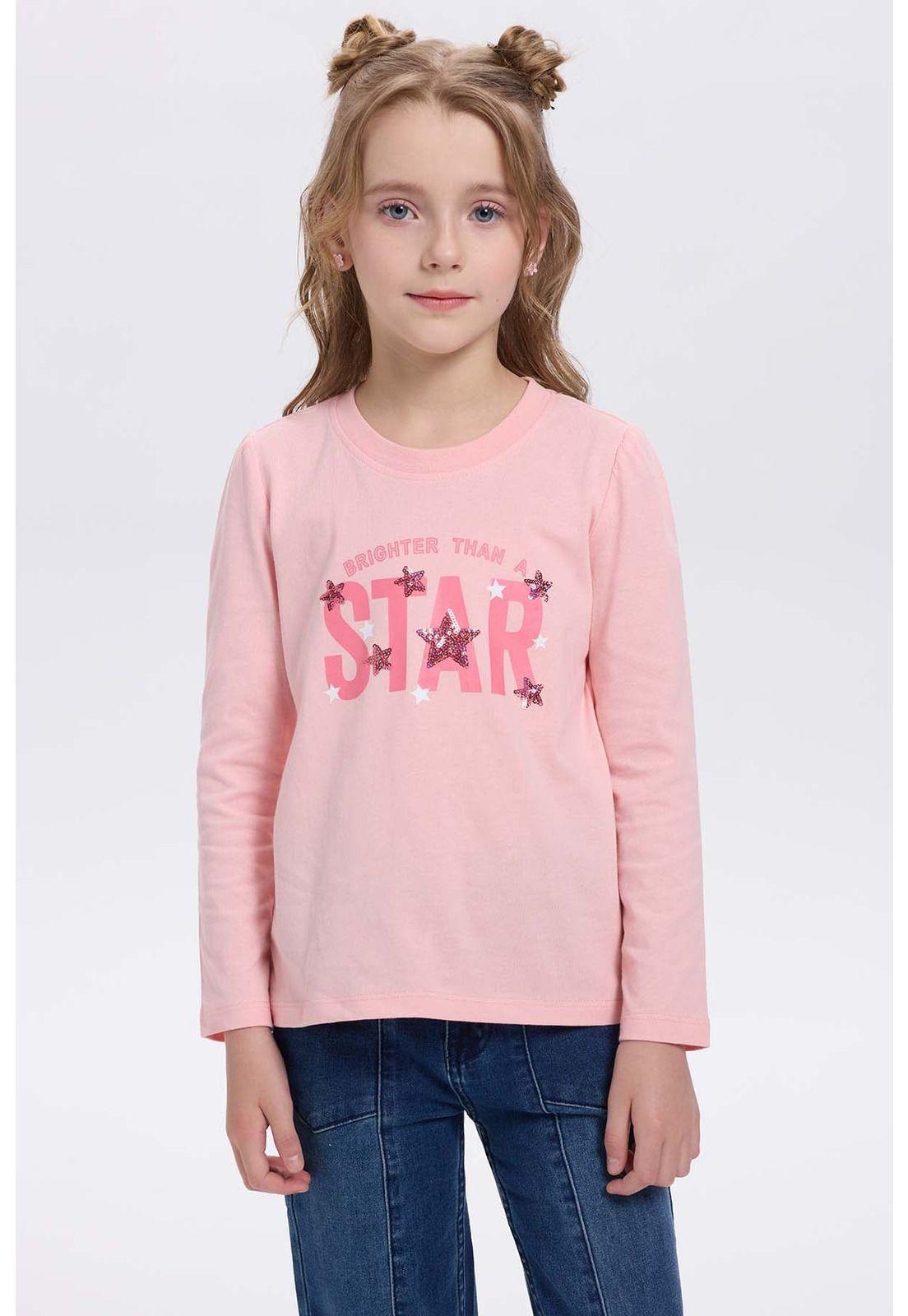 Polera Niña Con Lentejuelas Rosado-0