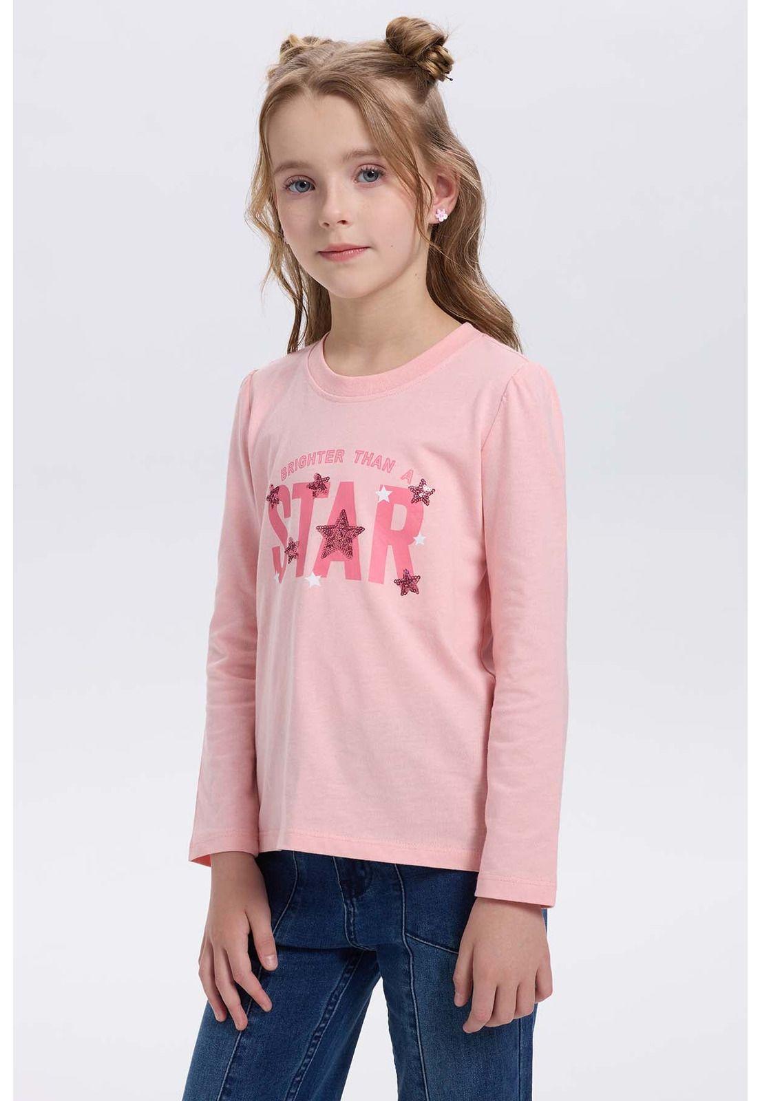 Polera Niña Con Lentejuelas Rosado-1