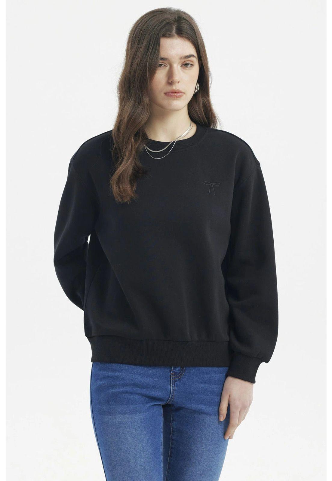 Polerón Mujer Liso Negro-0