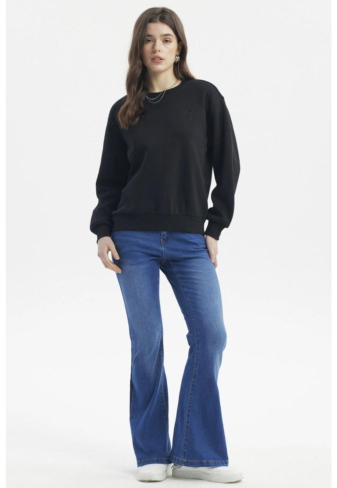 Polerón Mujer Liso Negro-3