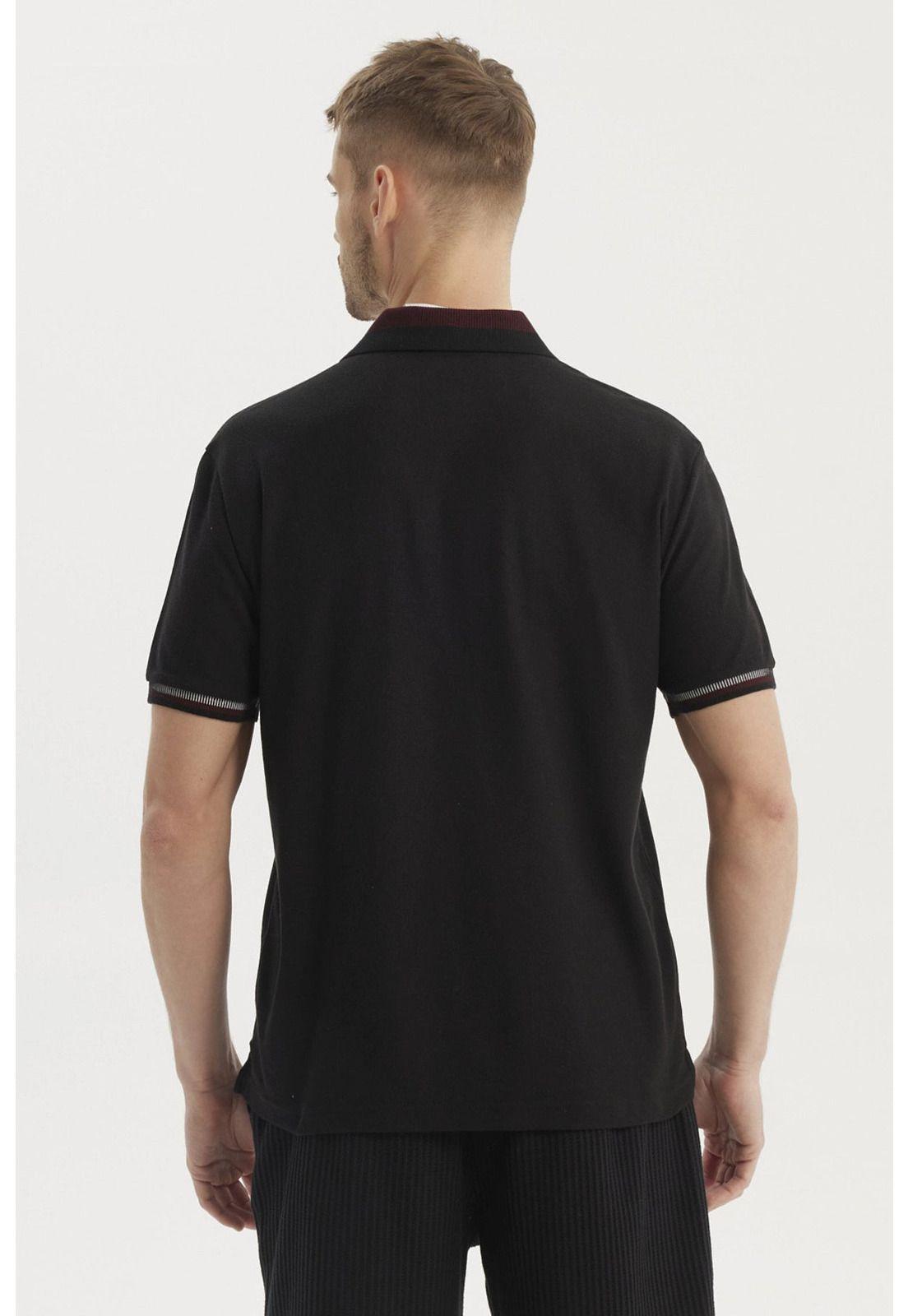 Polera Hombre Cuello Polo Negro - ll-2