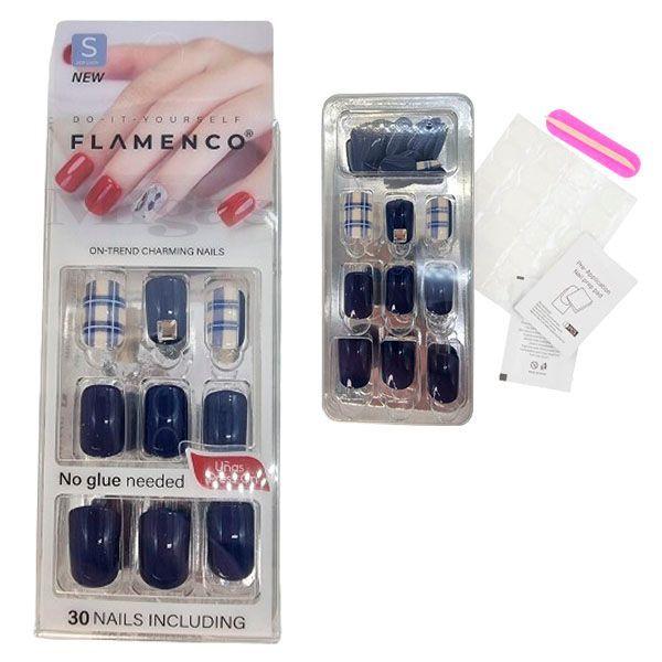 Kit de 30 Uñas Press On Flamenco Modelo 23-S-0