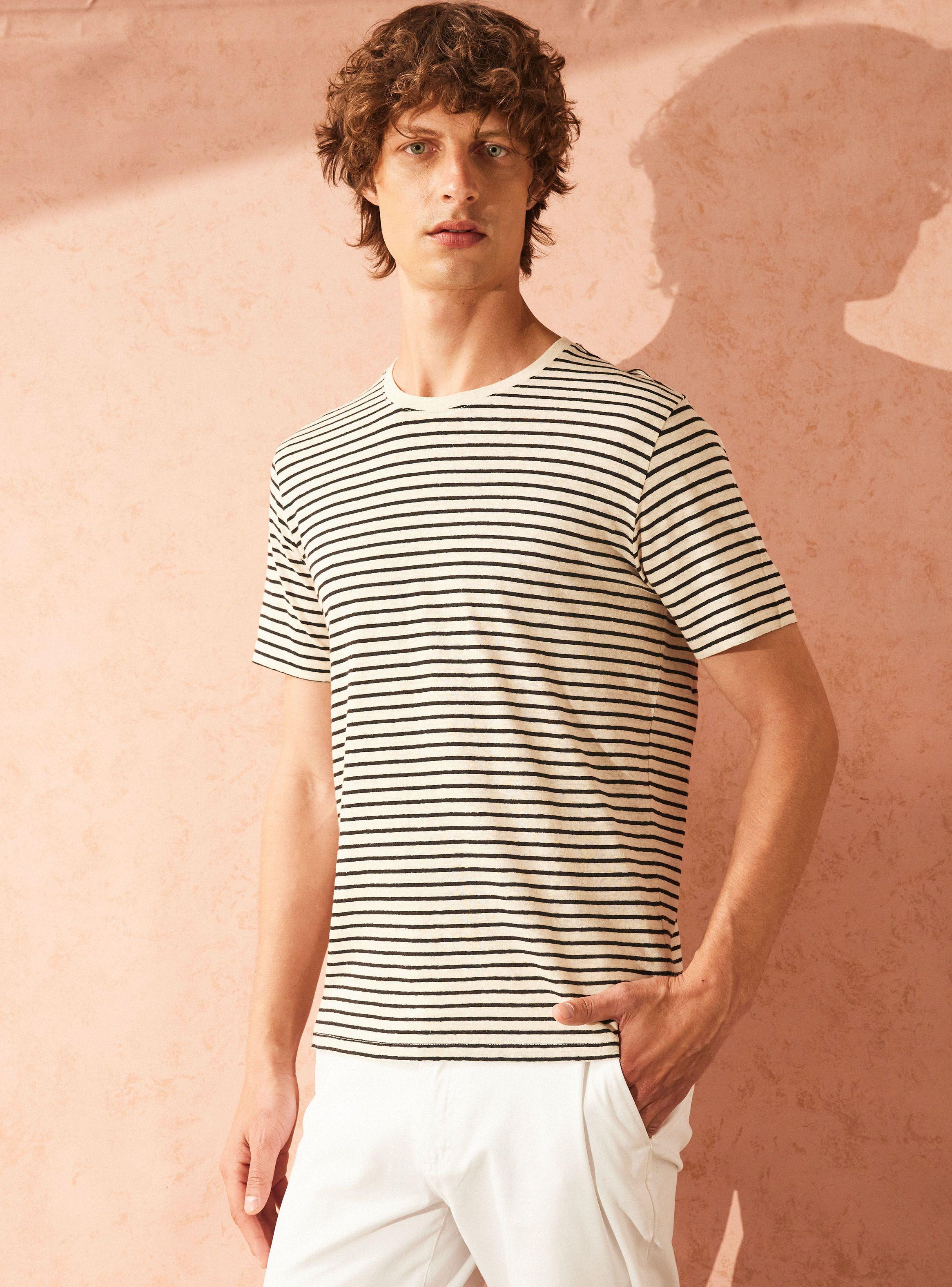 Polera R-Neck Rayada Manga Corta-0